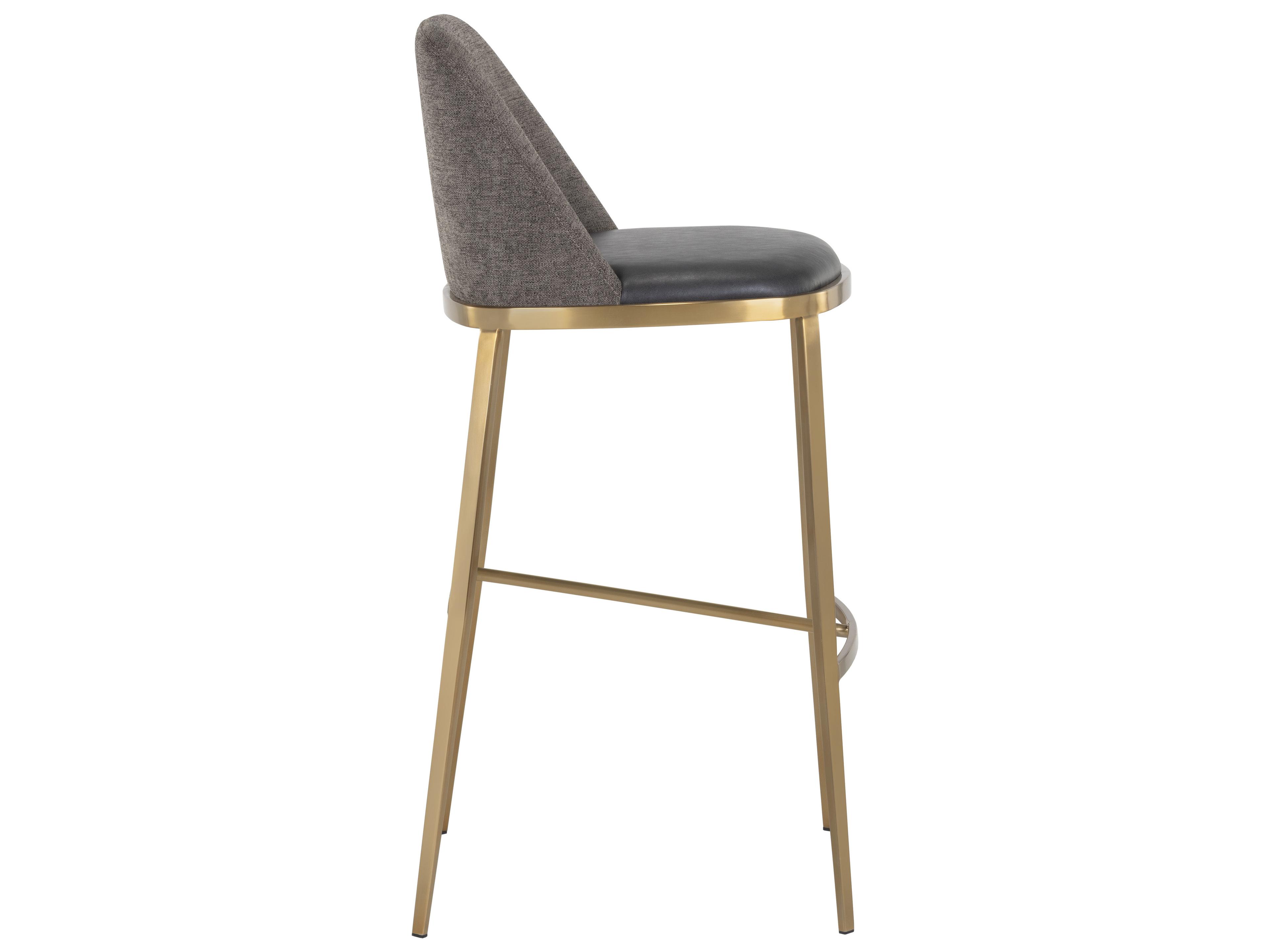 Sunpan Ikon Dover Upholstered Bravo Portabella Sparrow Grey Gold Bar Stool