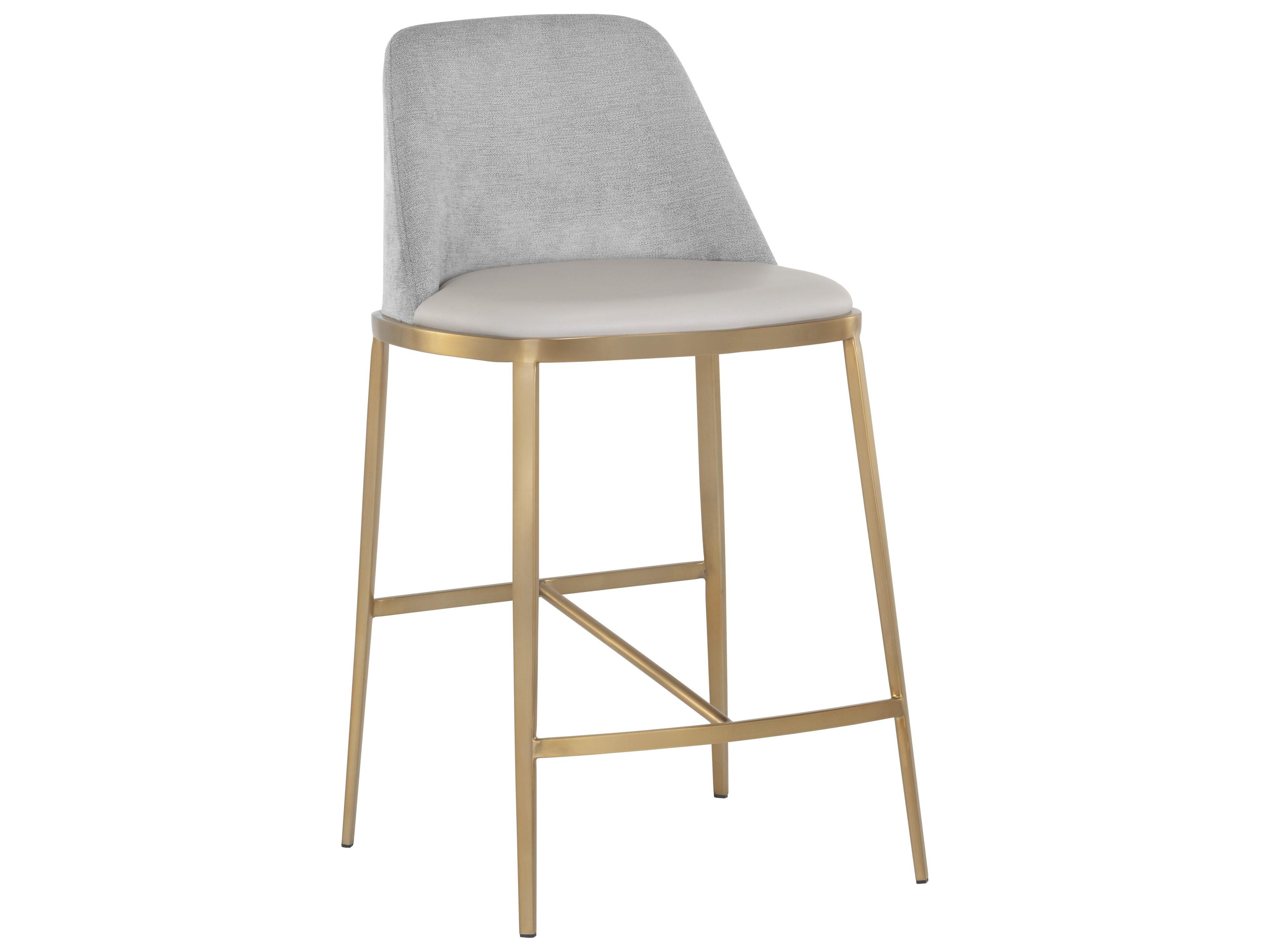 Ikon Dover Upholstered Napa Stone Polo Club Gold Counter Stool