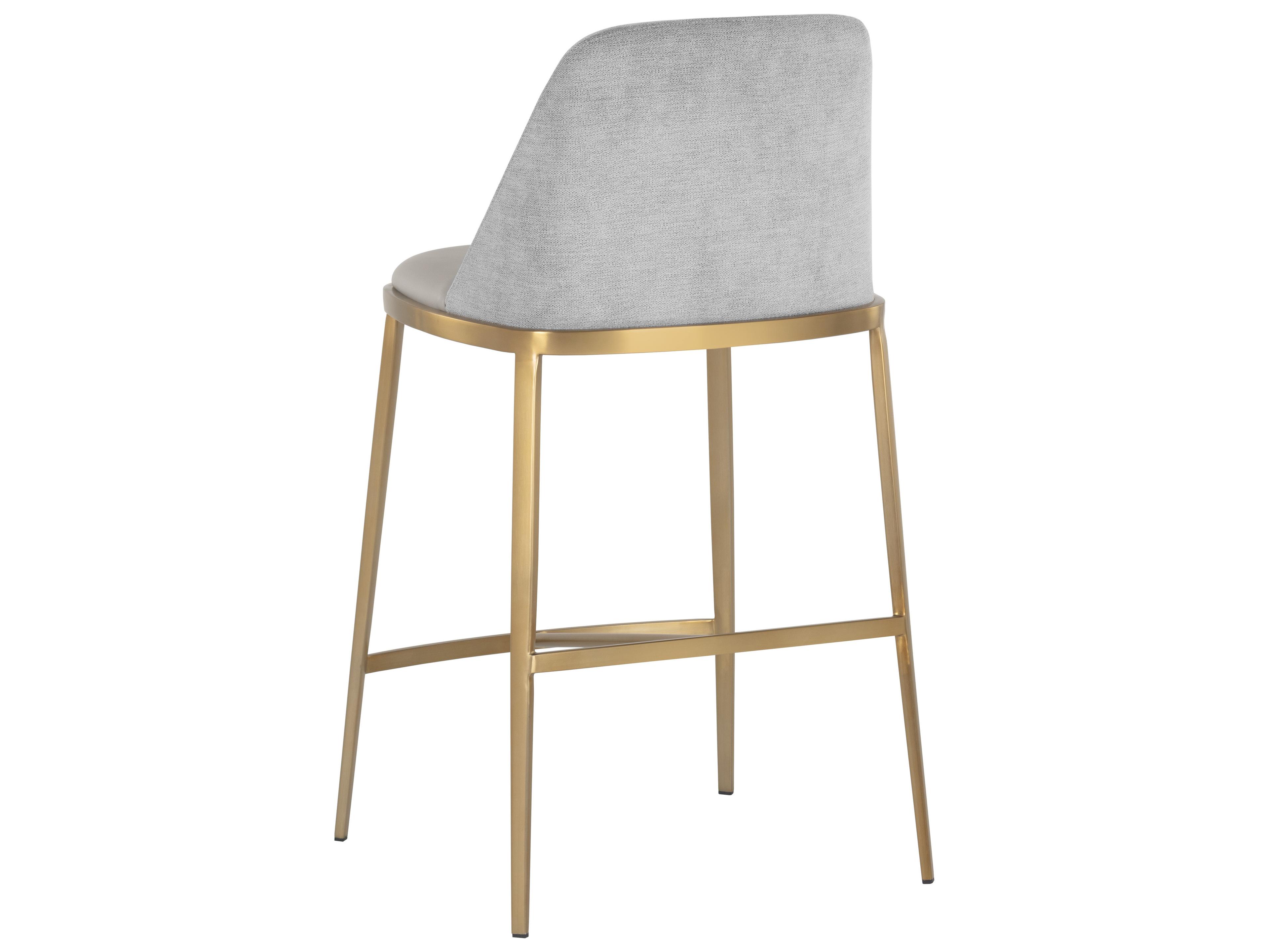 Sunpan Ikon Dover Upholstered Napa Stone Polo Club Gold Counter Stool