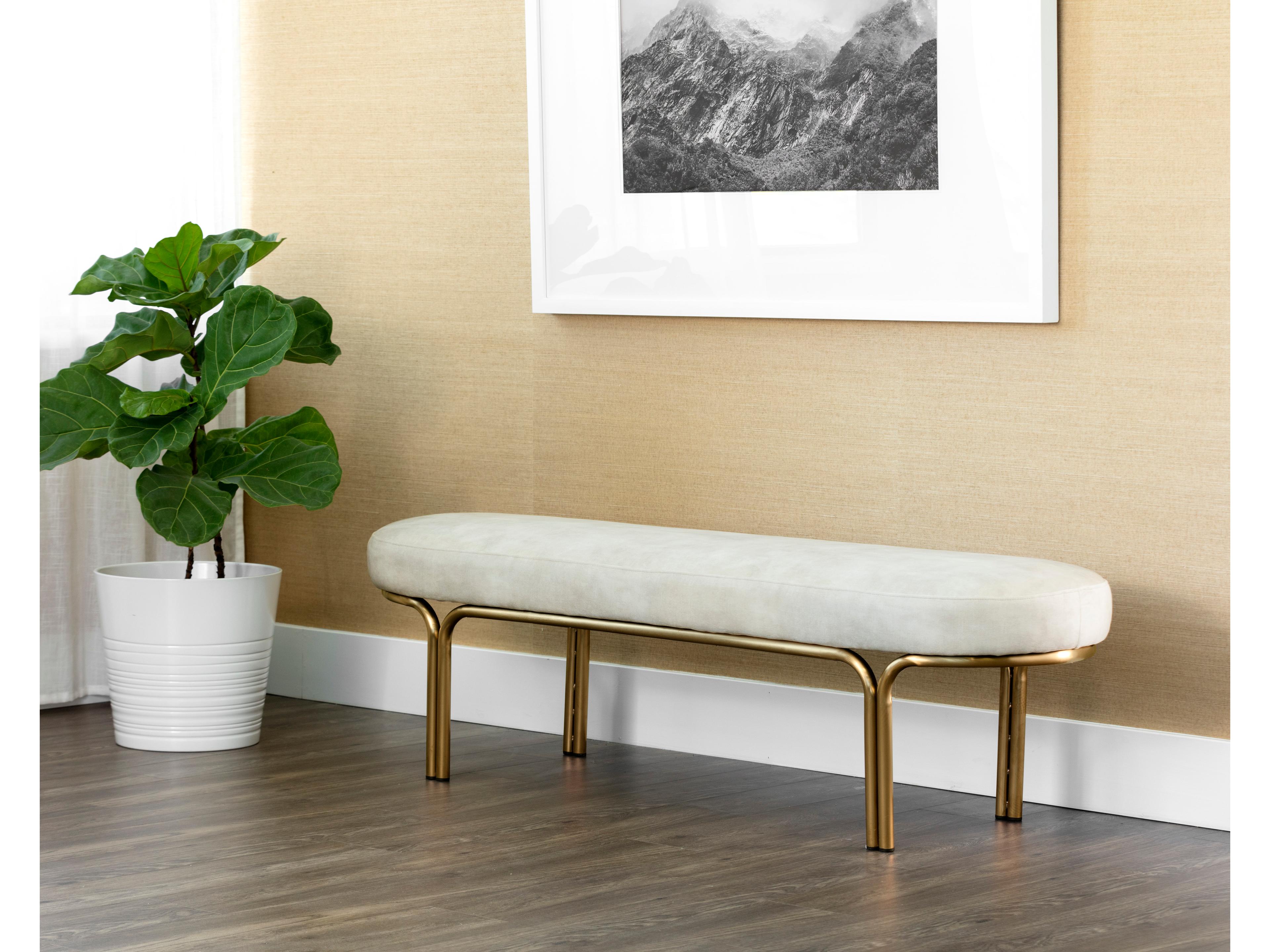 Sunpan Gold Upholstered Accent Bench