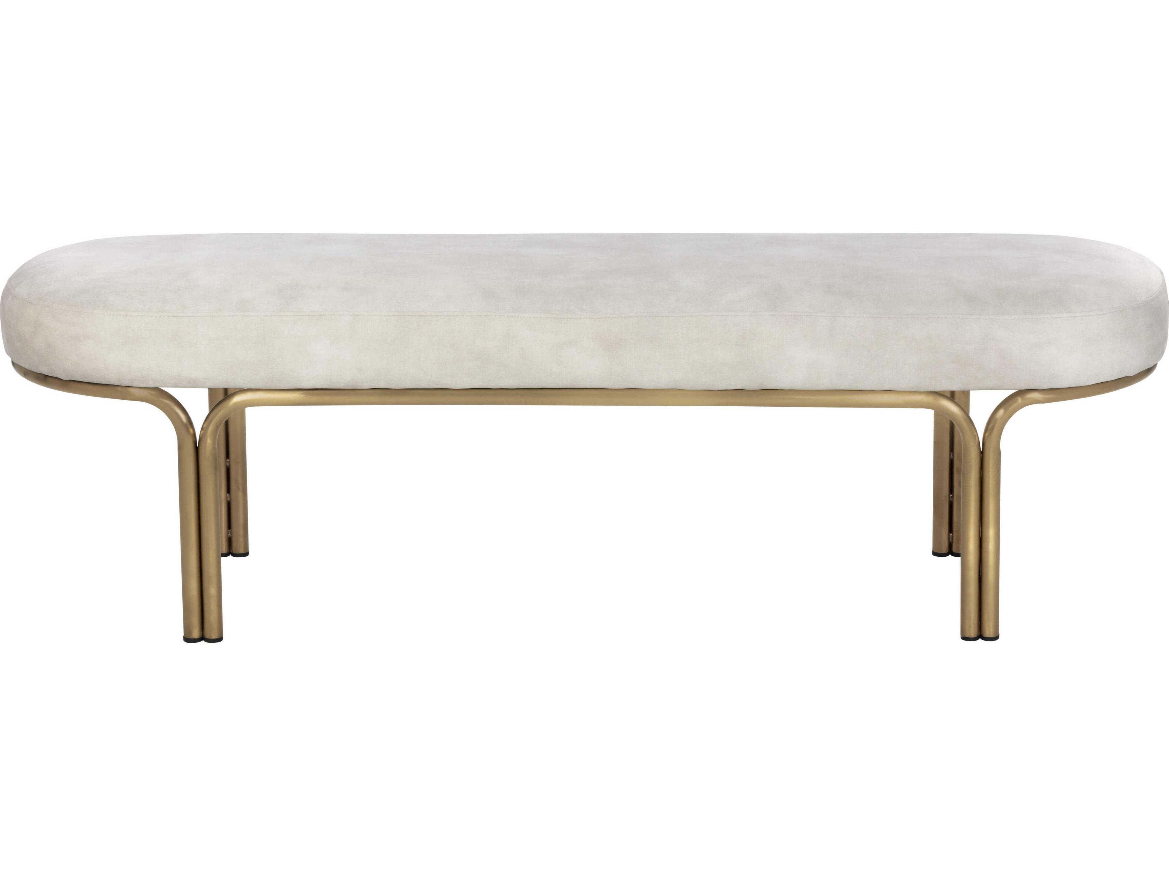 Gwen Bench in Nono Cream Fabric with Gold Iron Frame