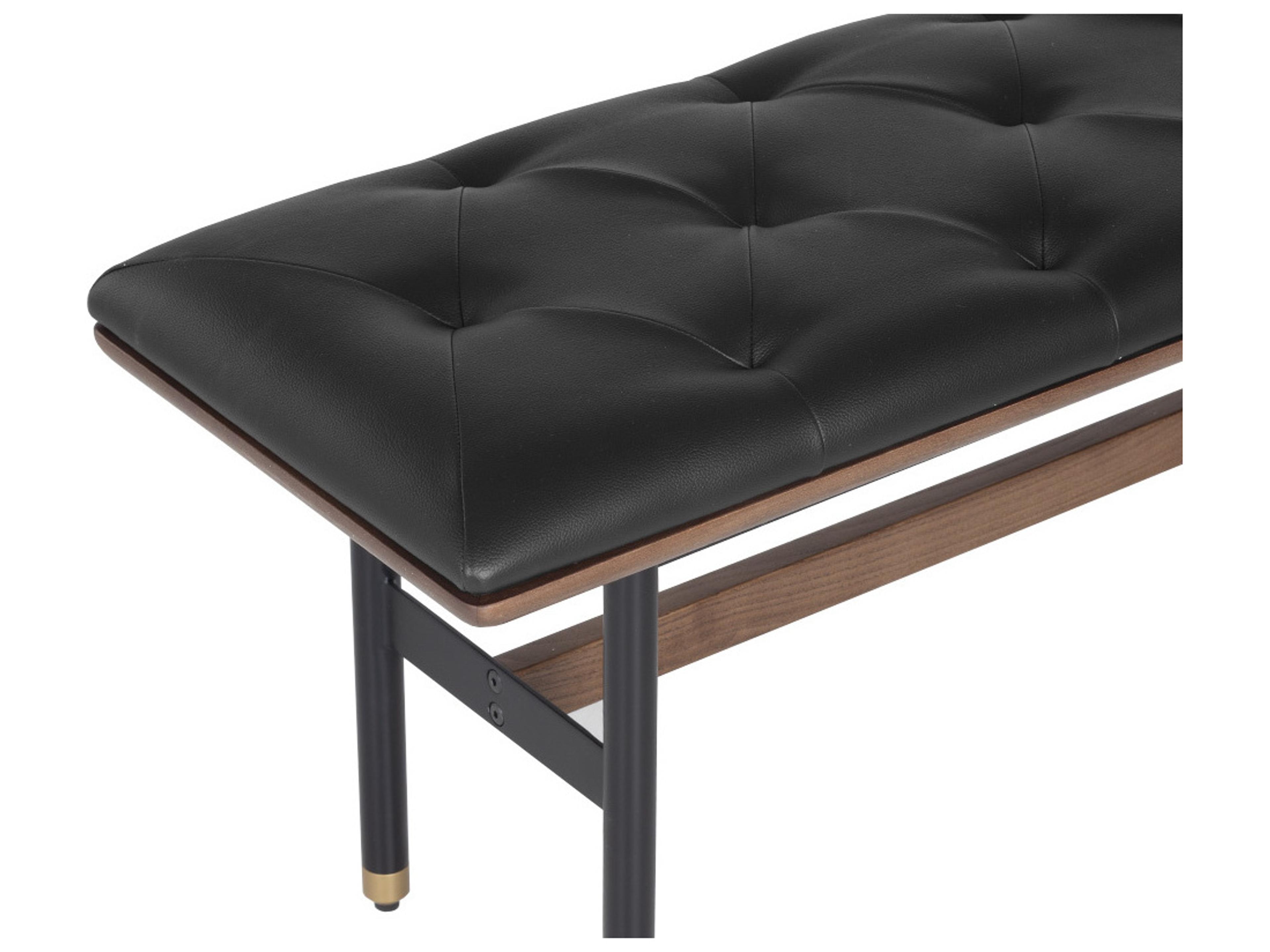 Sunpan Staten Black Faux Leather Accent Bench