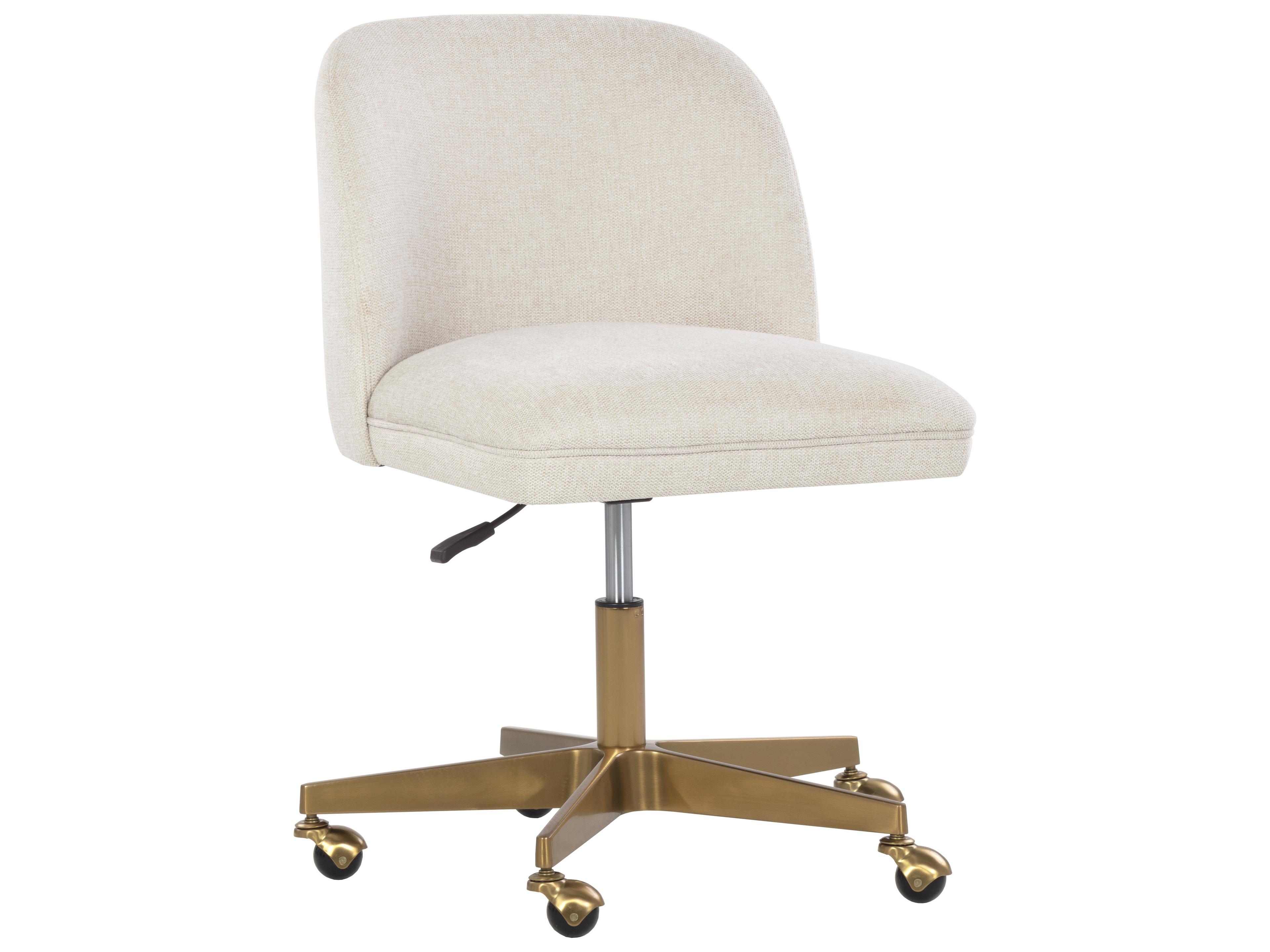 Kenna Office Chair in Belfast Oatmeal Fabric with Gold Base