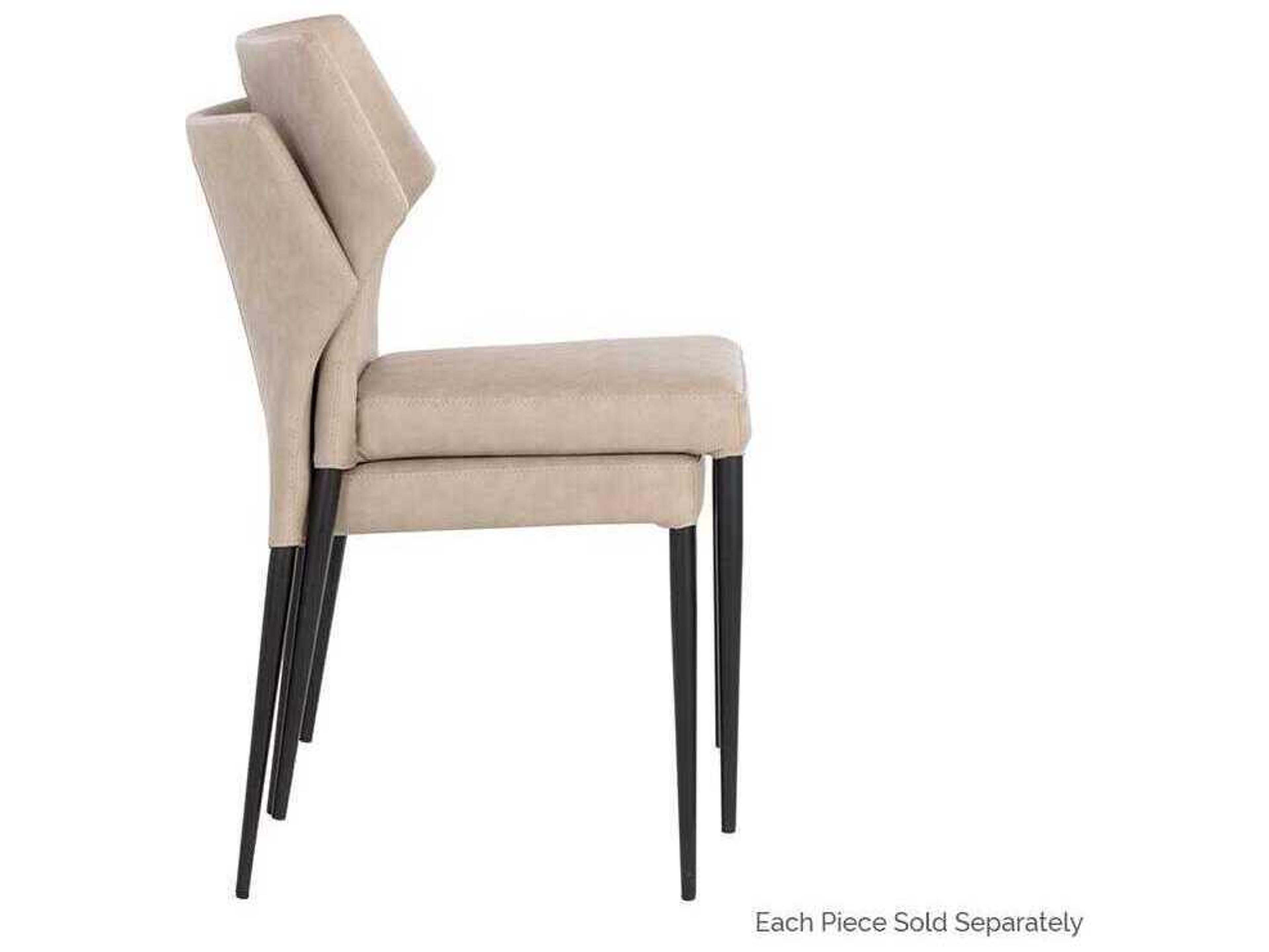 Sunpan James Beige Faux Leather Side Dining Chair