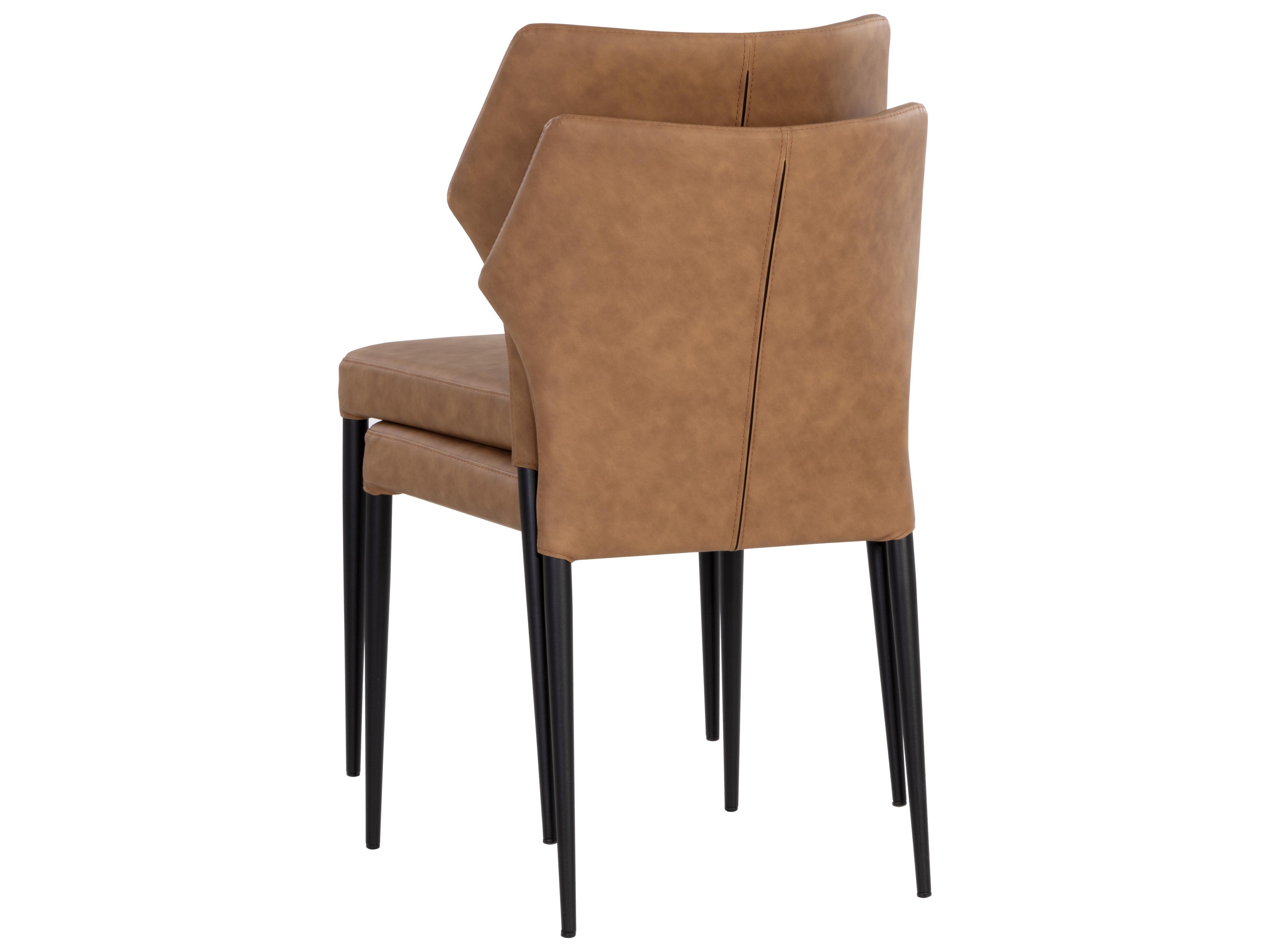 Sunpan James Brown Faux Leather Side Dining Chair
