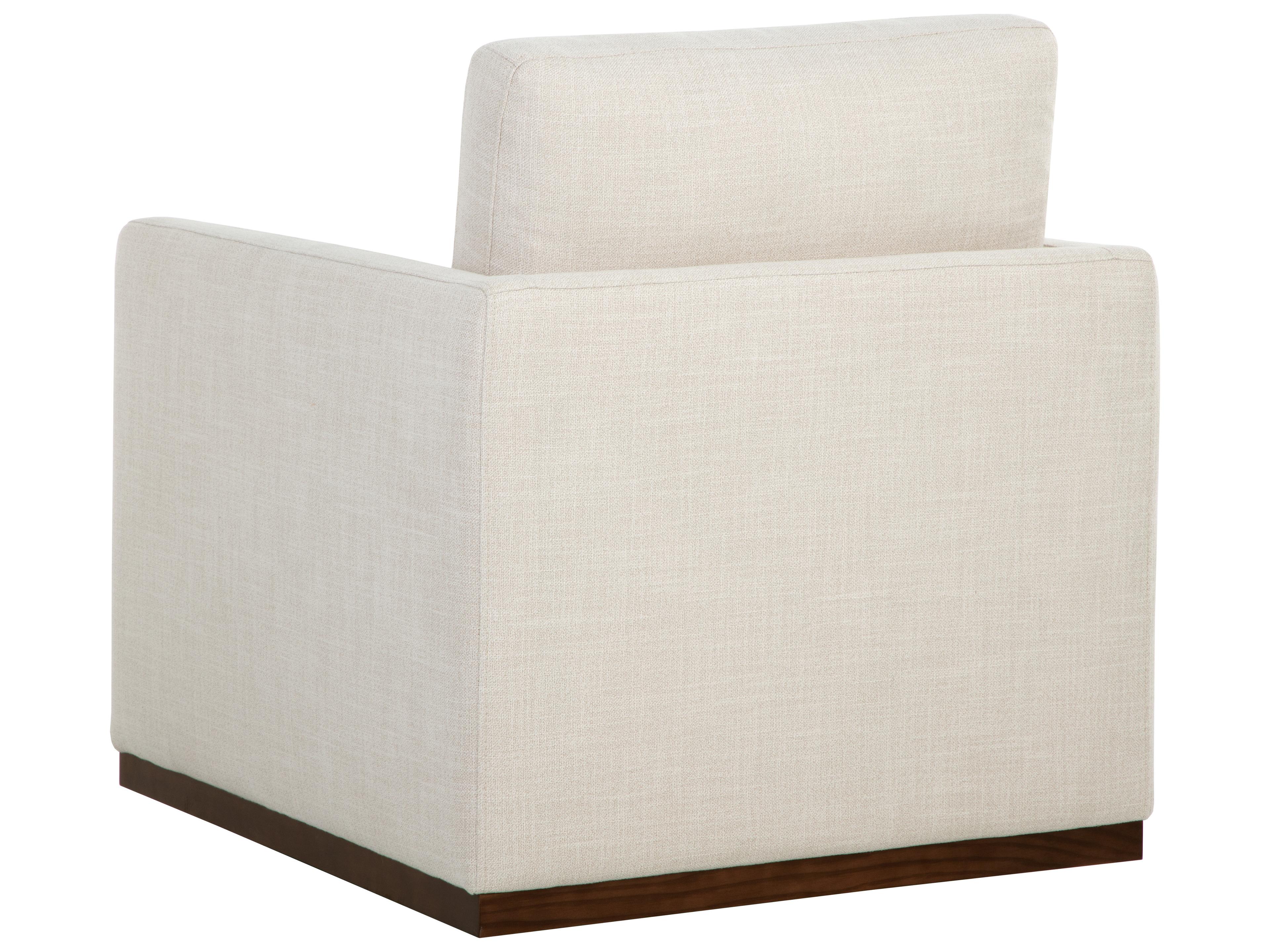 Sunpan Portman Swivel White Fabric Accent Chair