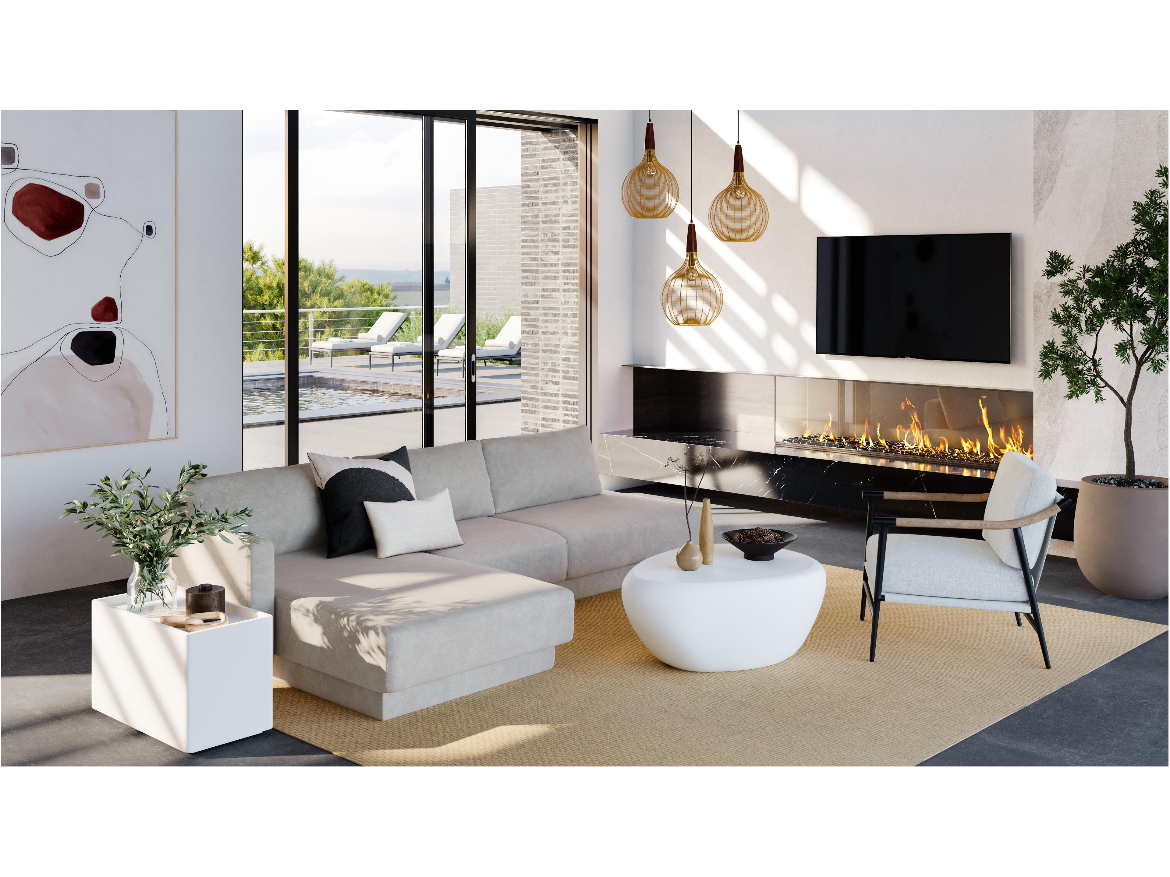 Sunpan Tecoma Upholstered Sectional Sofa with LAF Chaise