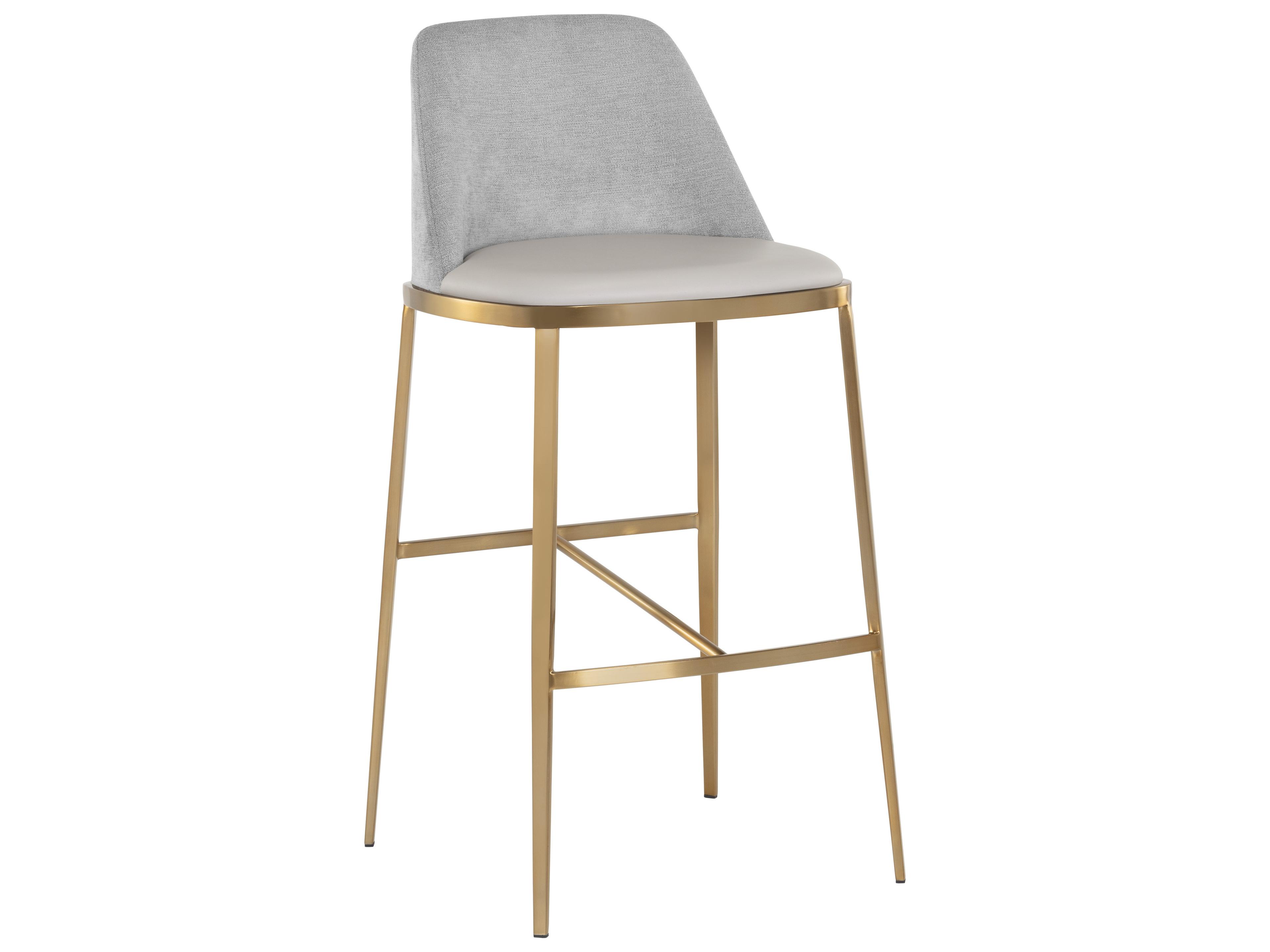 Ikon Dover Upholstered Napa Stone Polo Club Gold Bar Stool