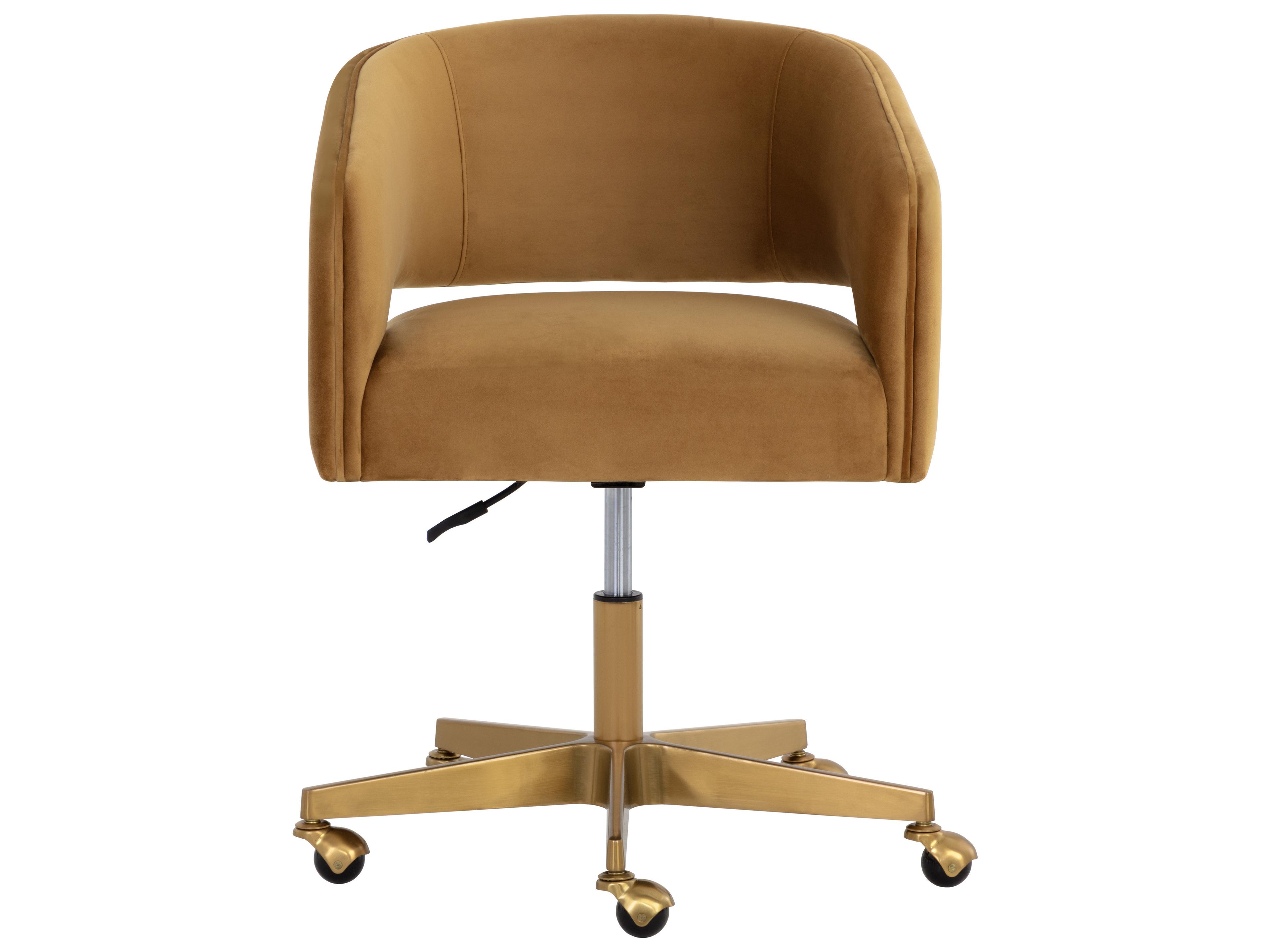 Sunpan Claren Gold Sky Upholstered Adjustable Executive Computer Chair