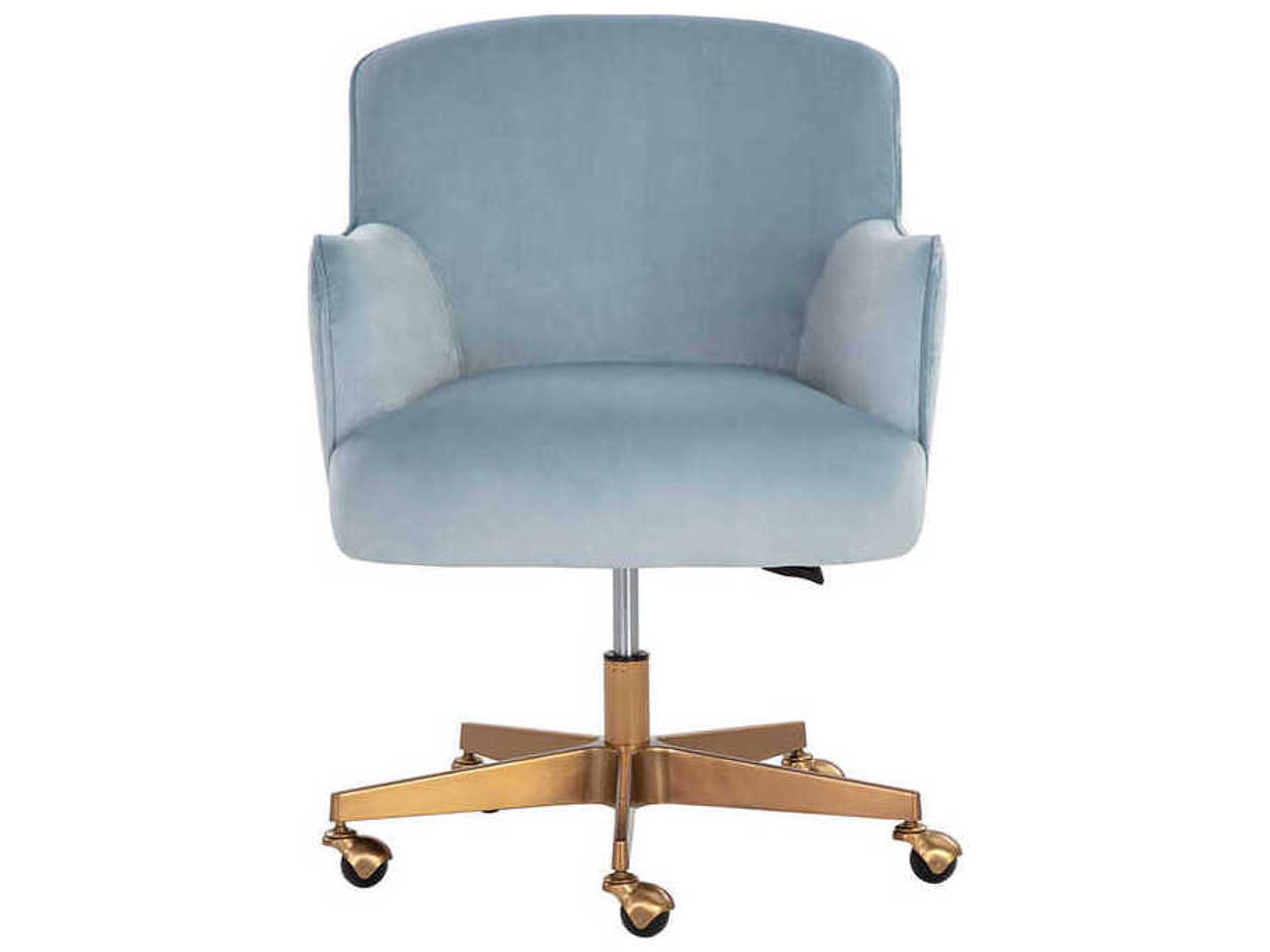 Sunpan Karina Cornflower Blue Sky Upholstered Adjustable Computer Chair