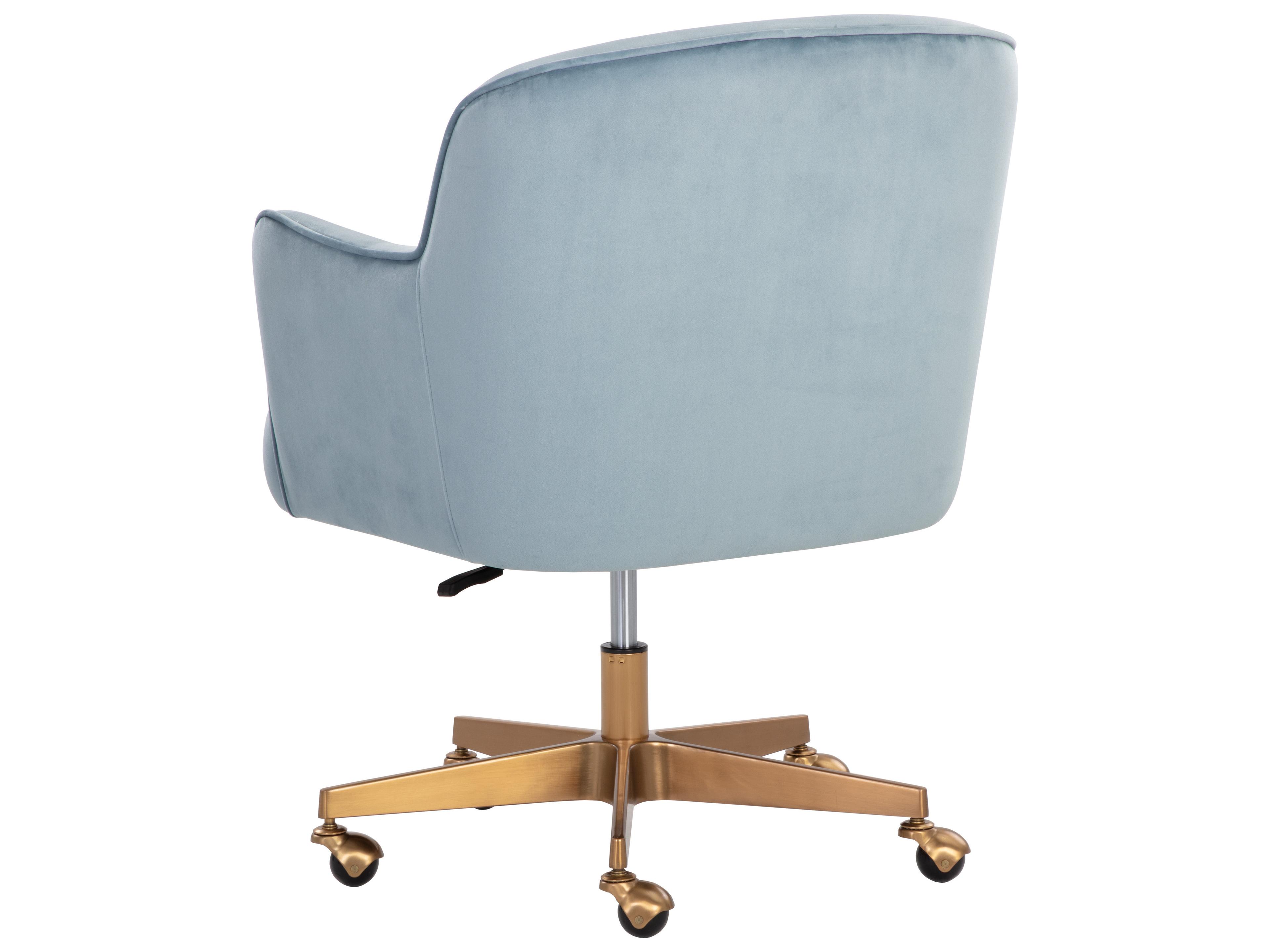 Sunpan Karina Cornflower Blue Sky Upholstered Adjustable Computer Chair