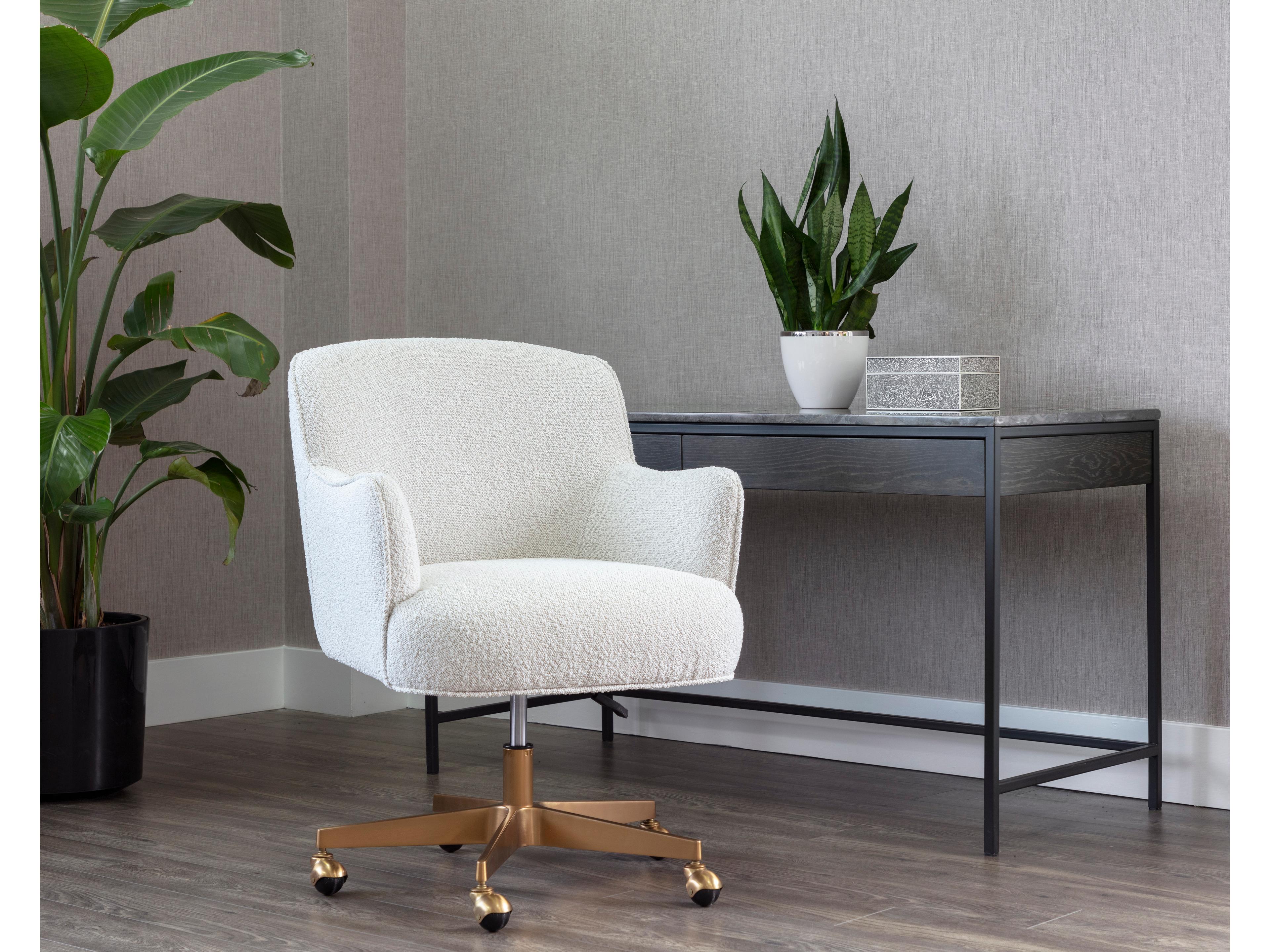 Sunpan Karina Copenhagen White Upholstered Adjustable Coumputer Chair