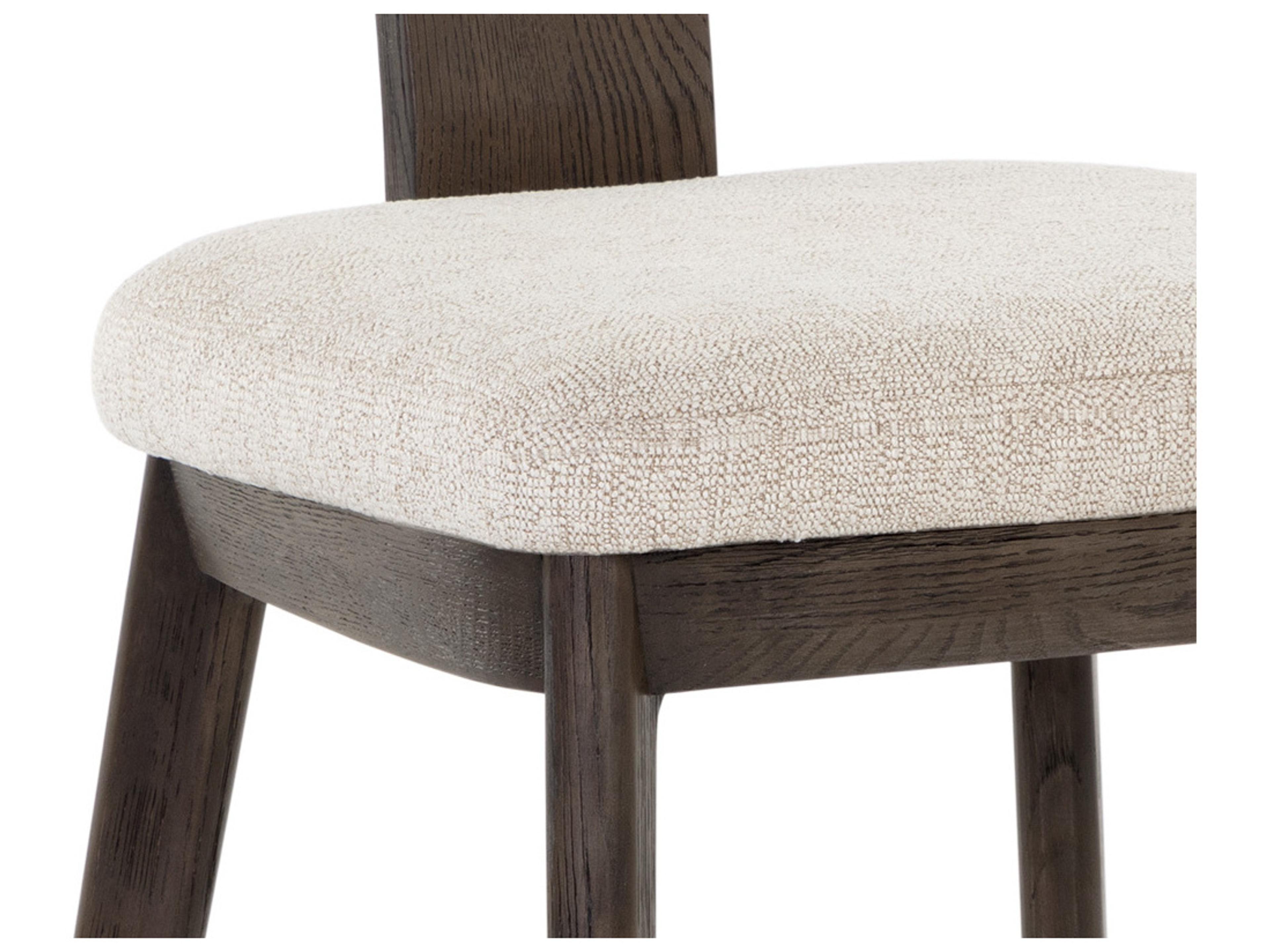 Sunpan Rickett Oak Wood Beige Upholstered Side Dining Chair