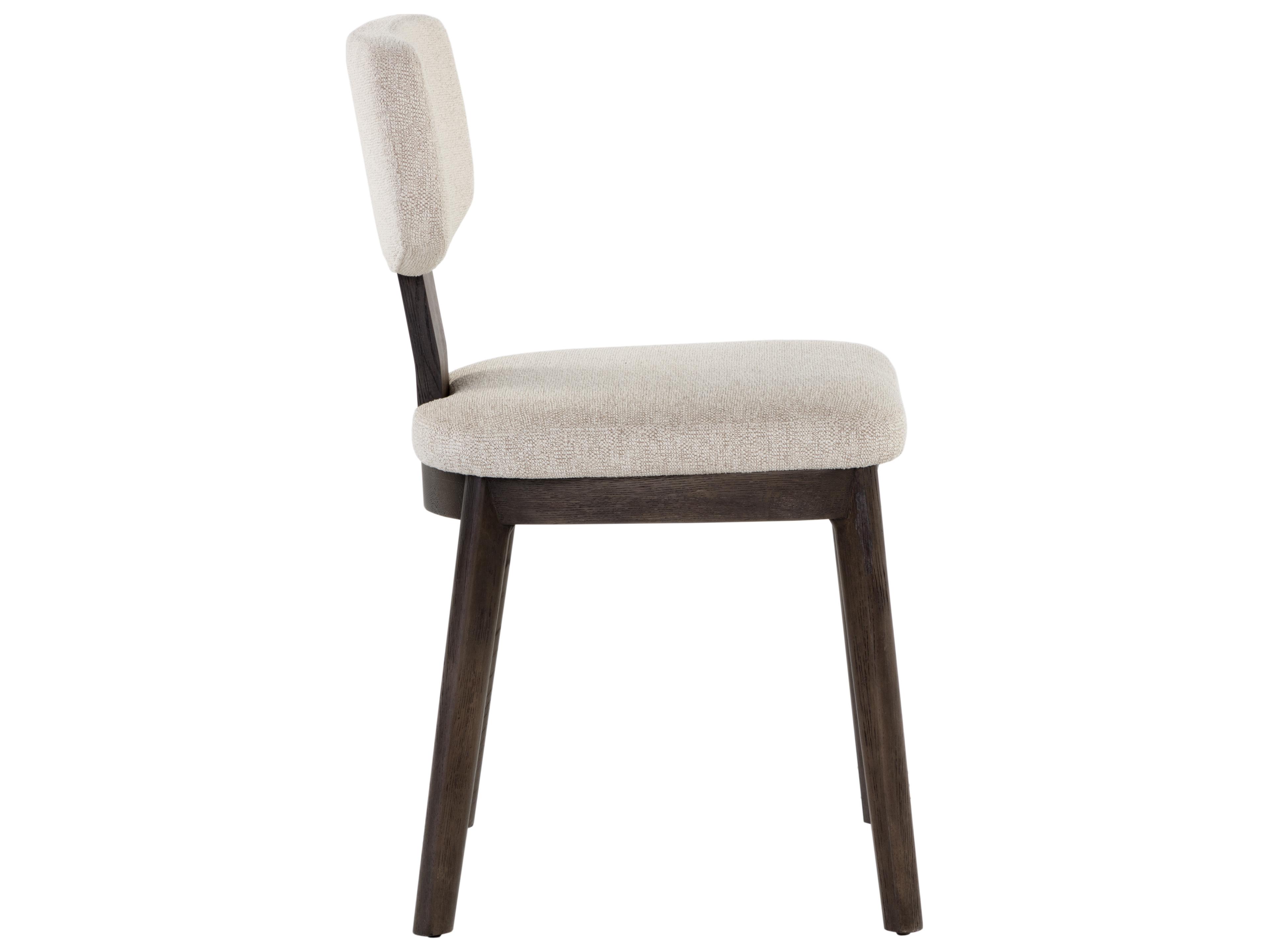 Sunpan Rickett Oak Wood Beige Upholstered Side Dining Chair