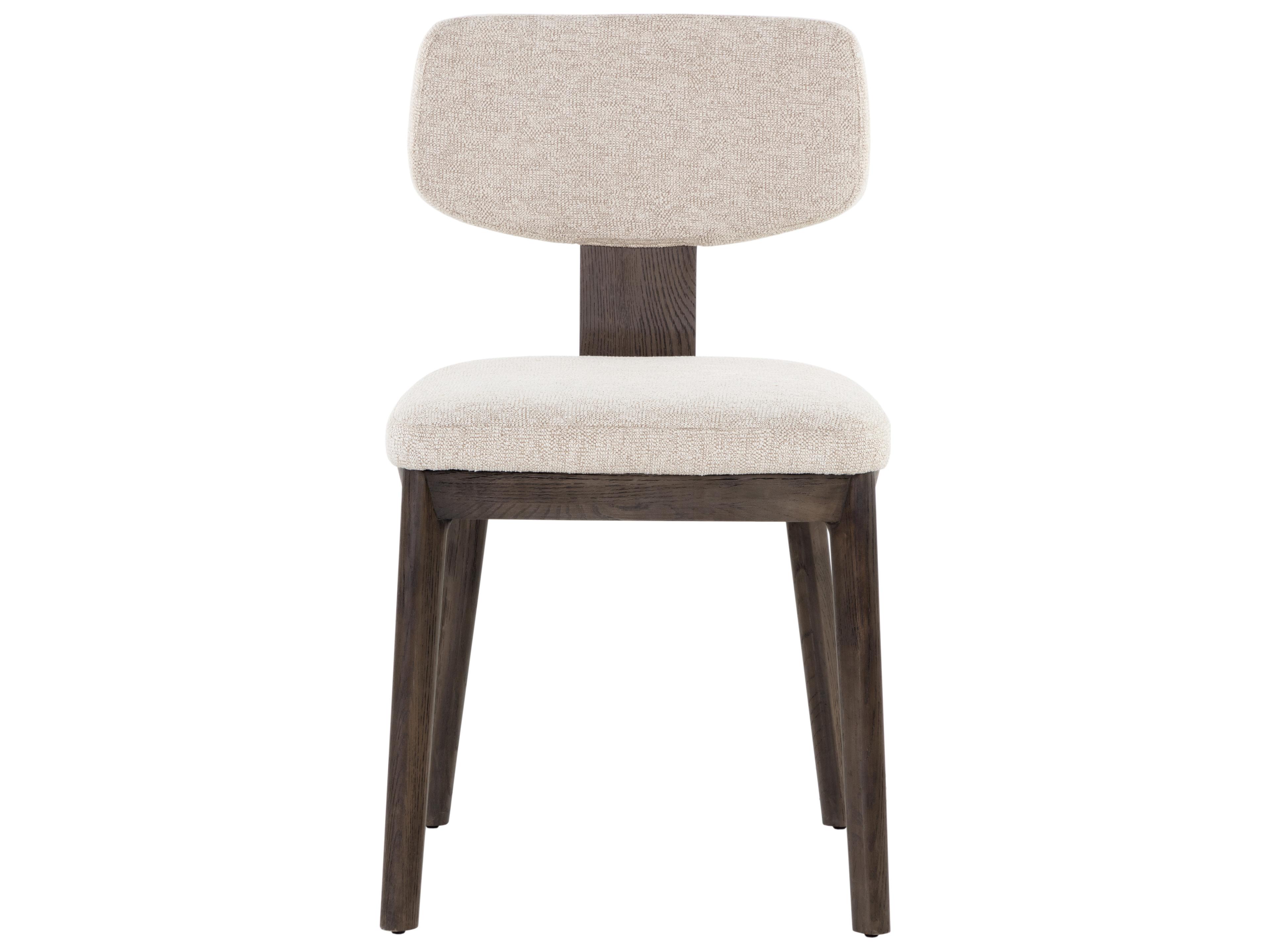 Sunpan Rickett Oak Wood Beige Upholstered Side Dining Chair