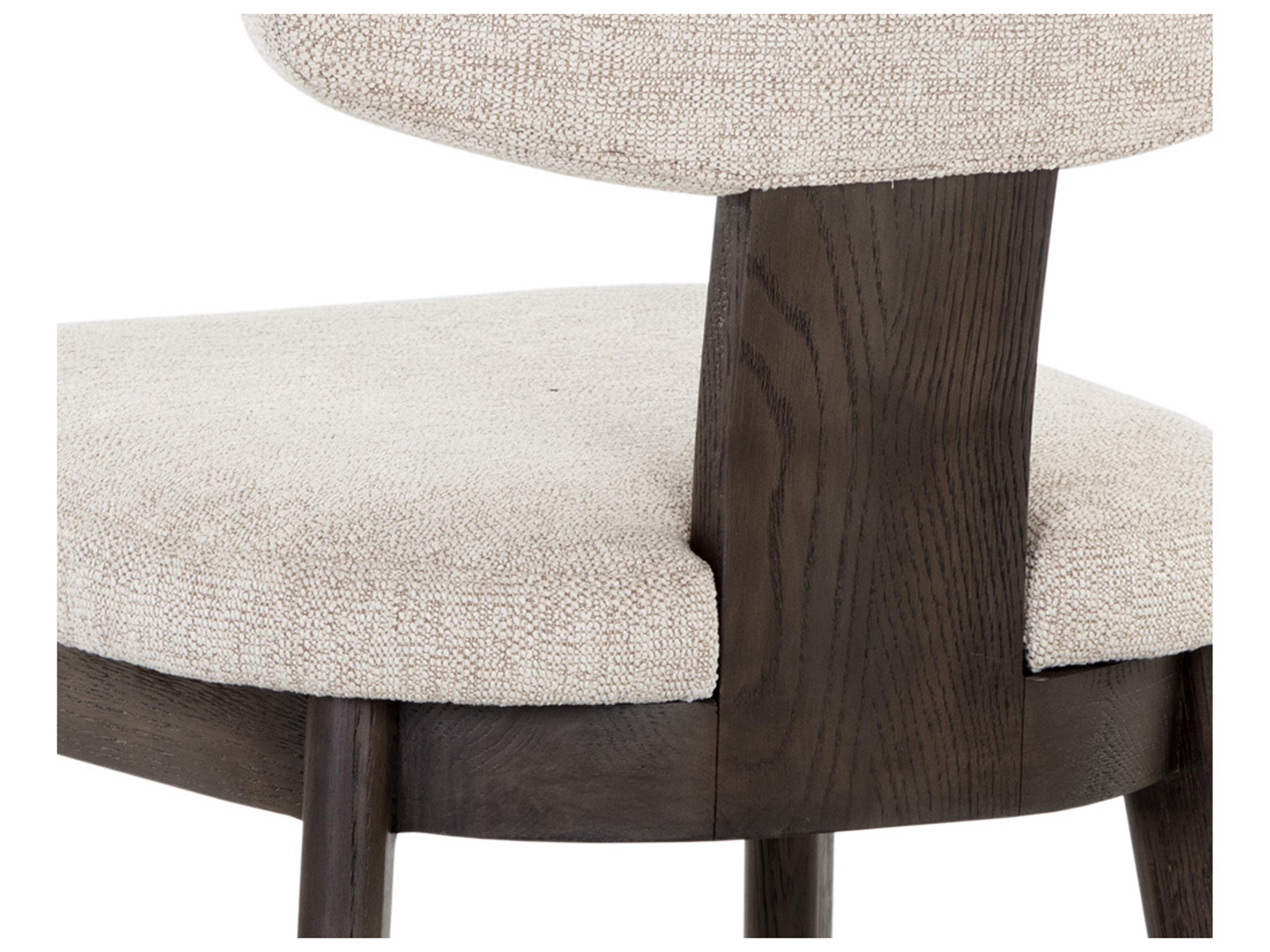 Sunpan Rickett Oak Wood Beige Upholstered Side Dining Chair