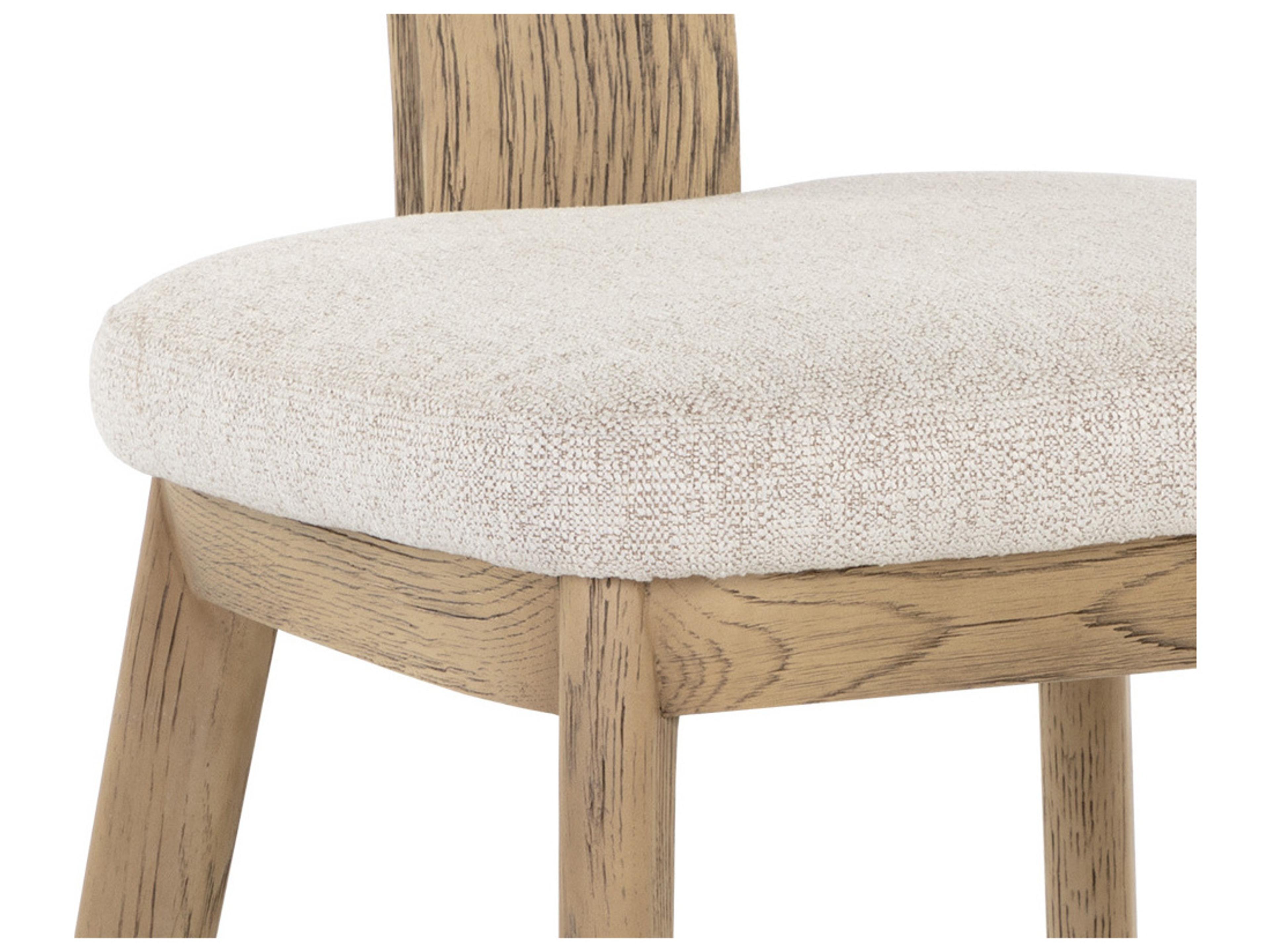 Sunpan Rickett Oak Wood Beige Upholstered Side Dining Chair