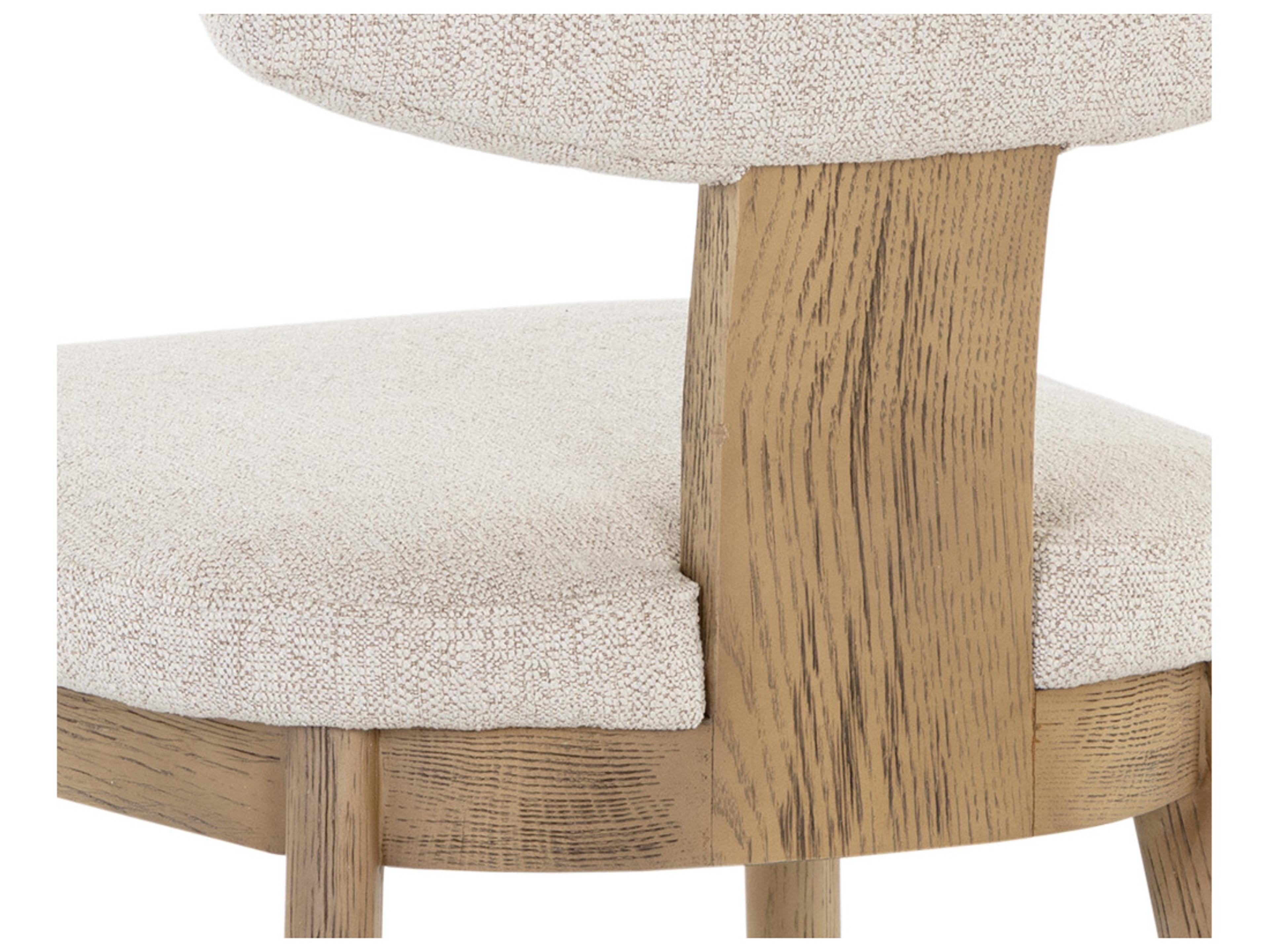 Sunpan Rickett Oak Wood Beige Upholstered Side Dining Chair