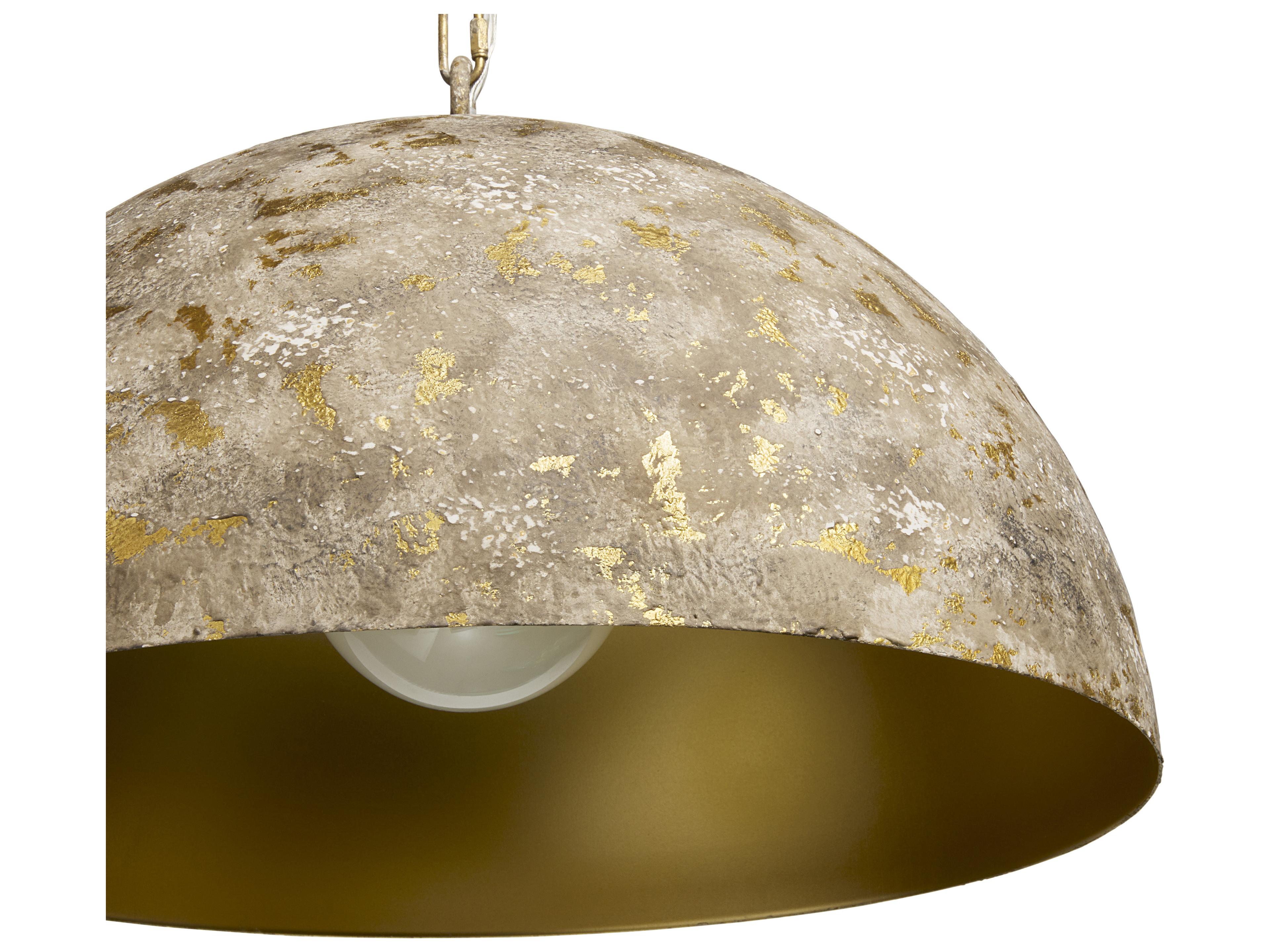 Sunpan Tara 1-Light Antique Gold White Grey Dome Pendant