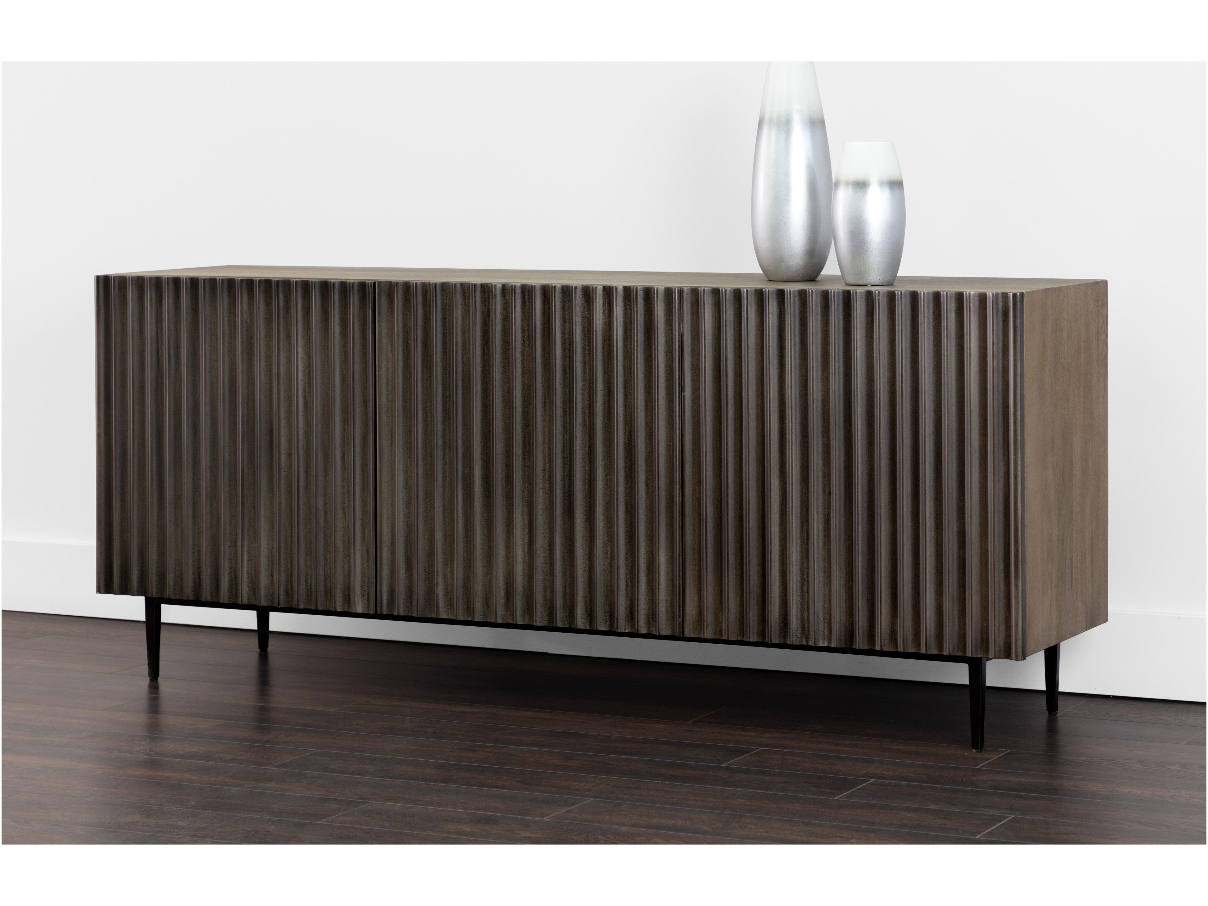 Sunpan Carlin 72" Mango Wood Taupe Antique Bronze Sideboard