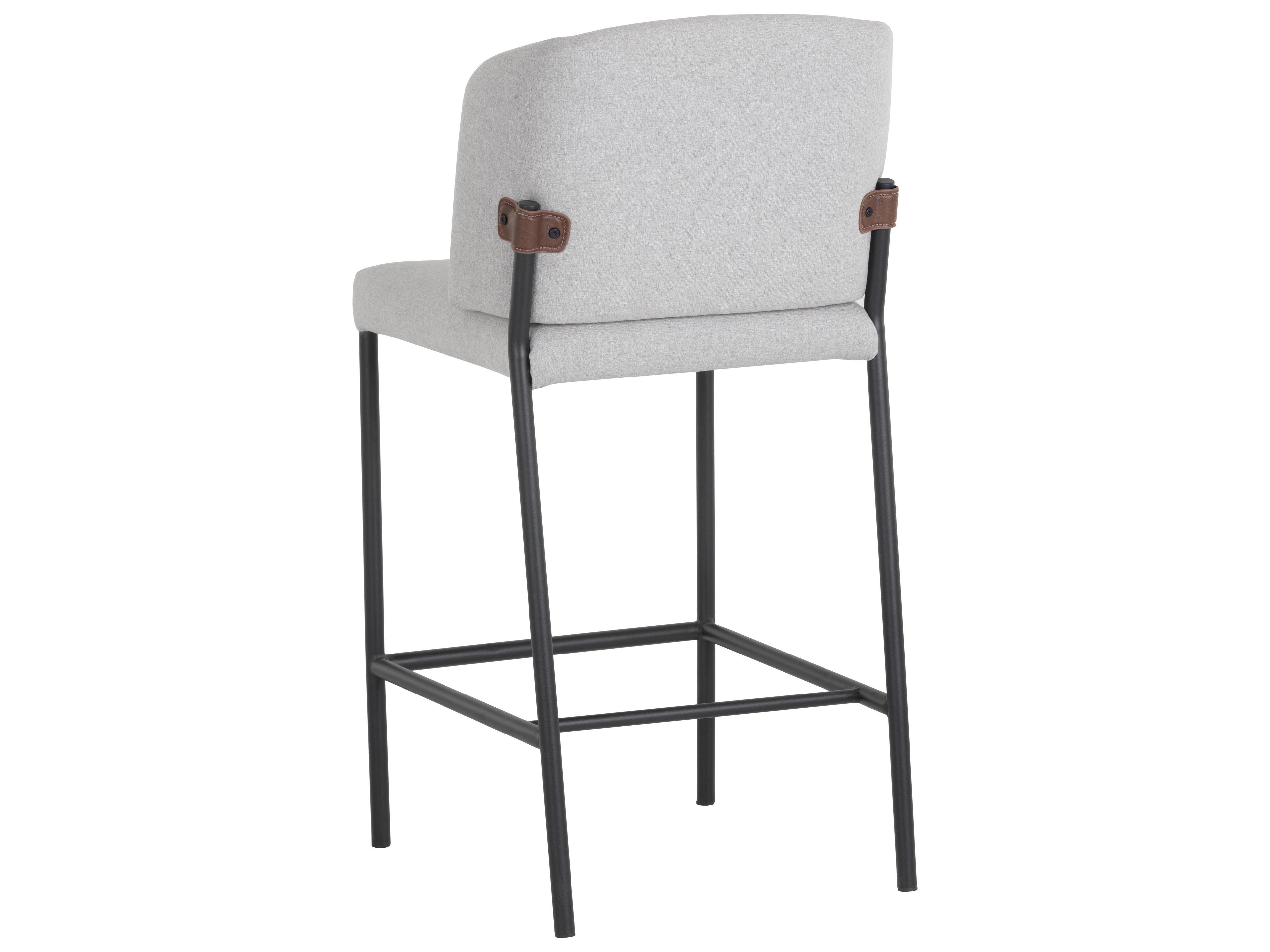 Sunpan Pearce Light Grey Bravo Cognac Upholstered Counter Stool