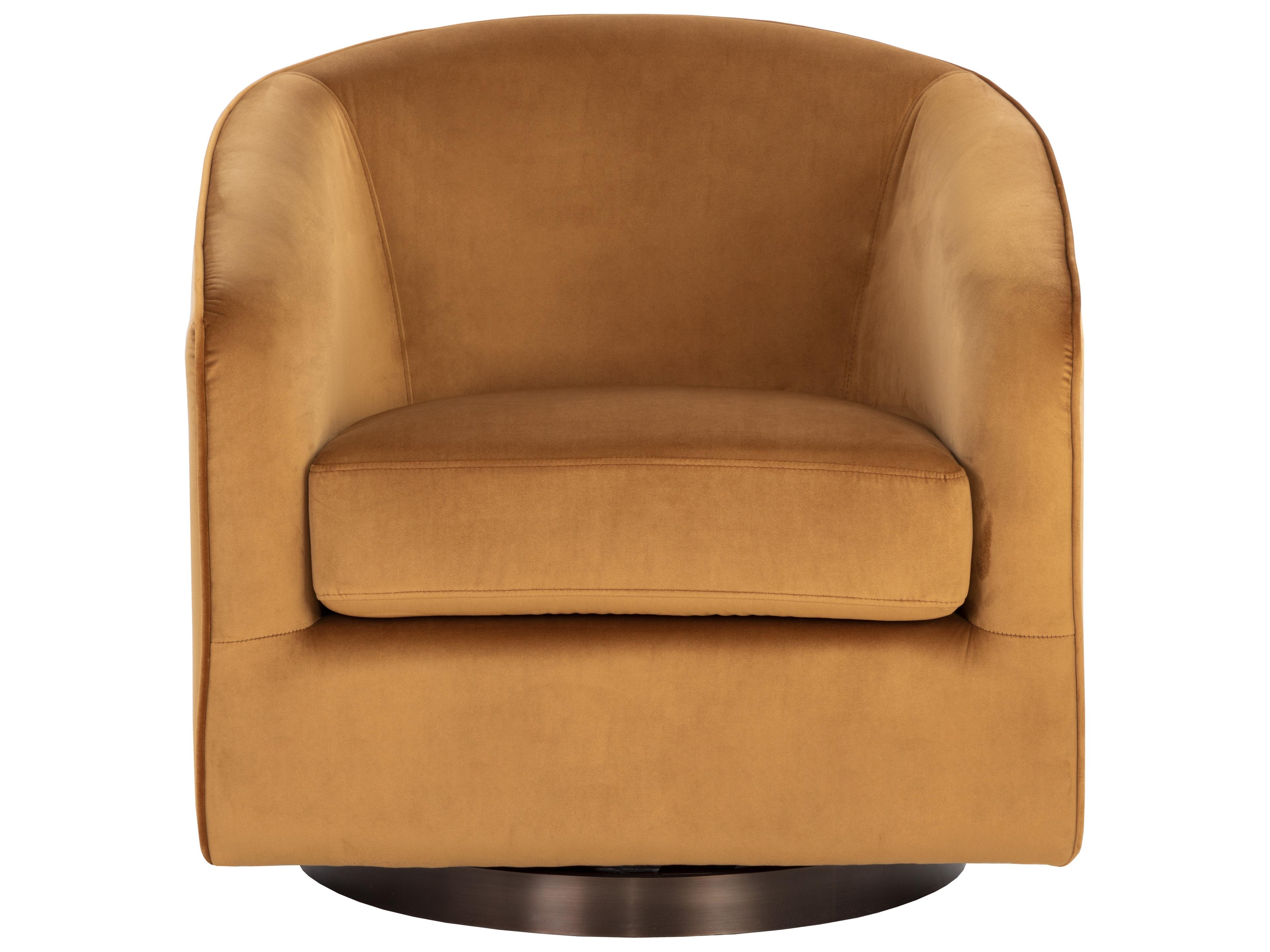 Sunpan Hazel Swivel Gold Fabric Accent Chair