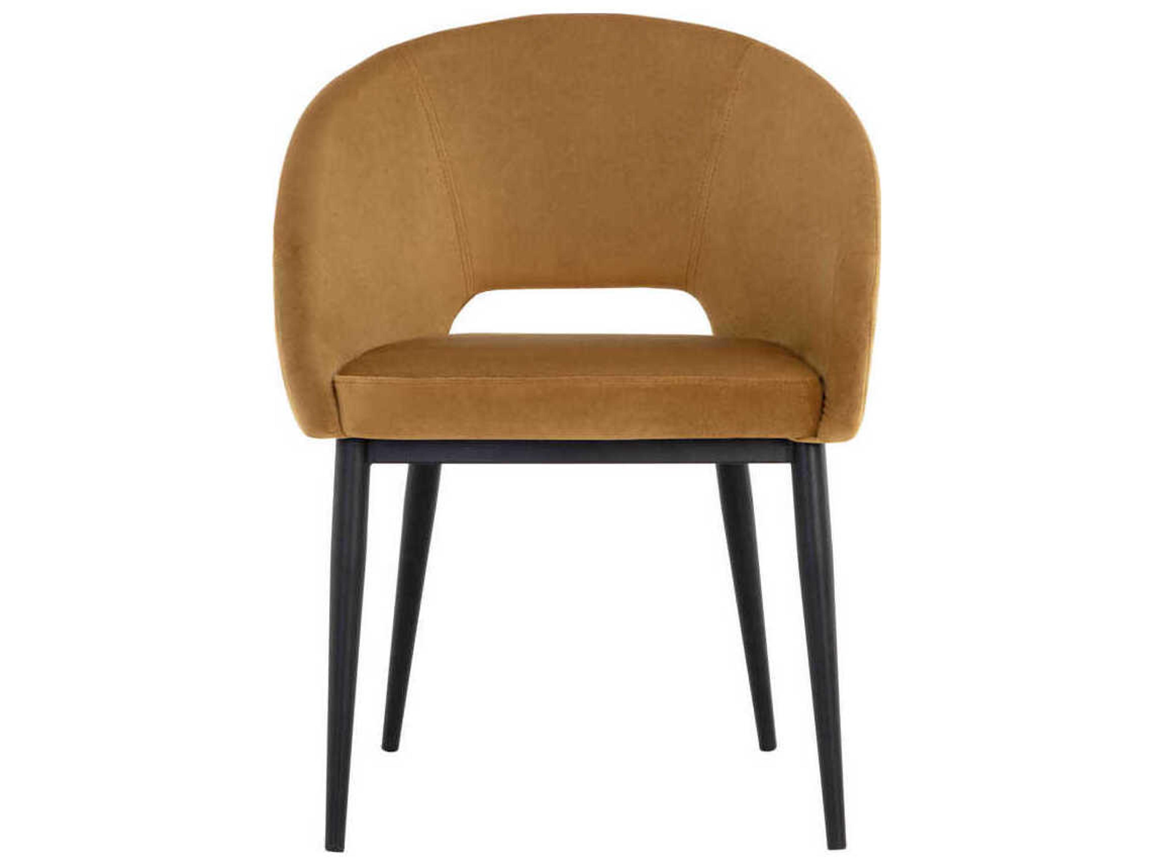 Sunpan Thatcher Gold Upholstered Arm Dining Chair