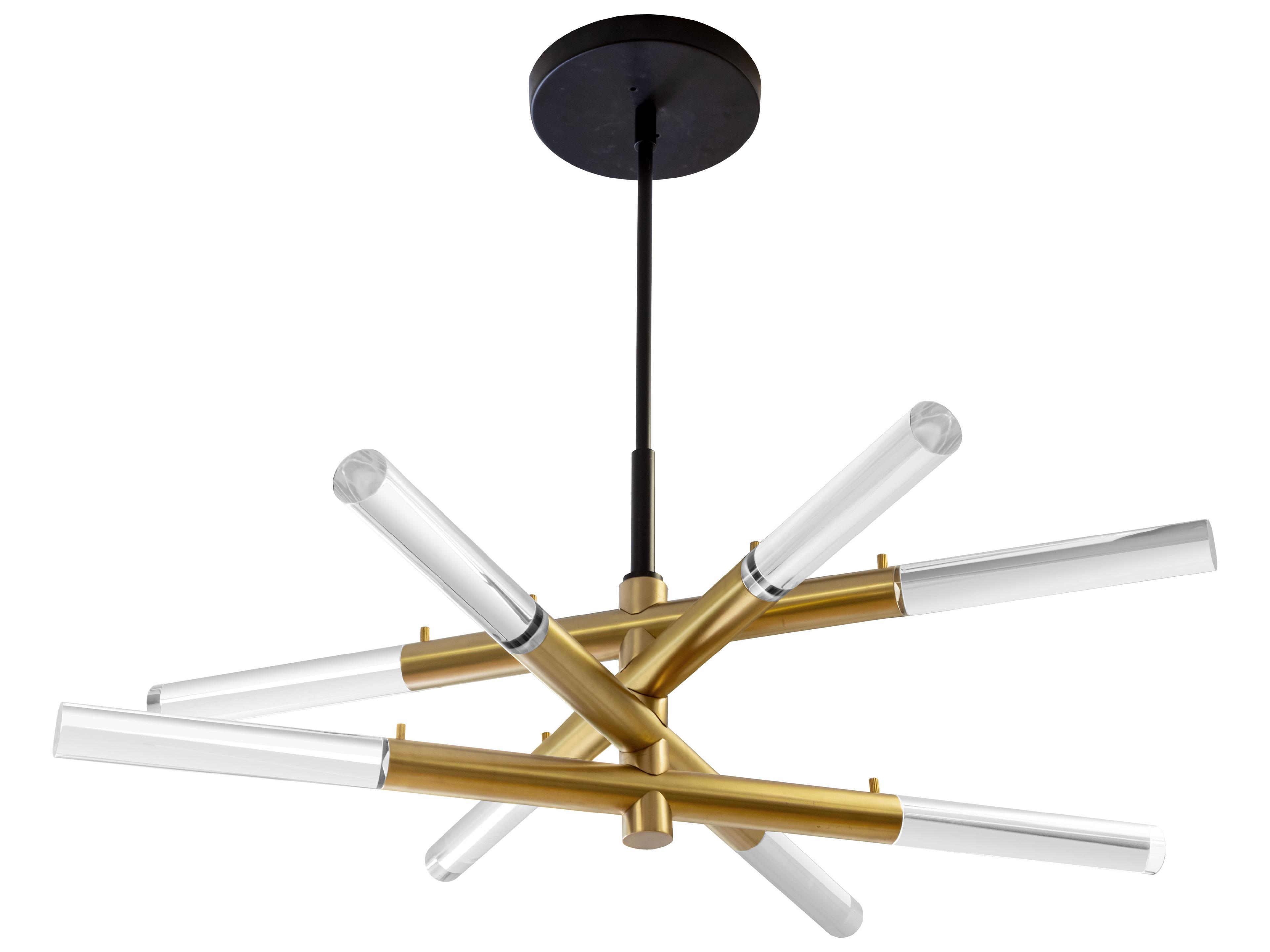 Spira Chandelier Modern Brass and Acrylic