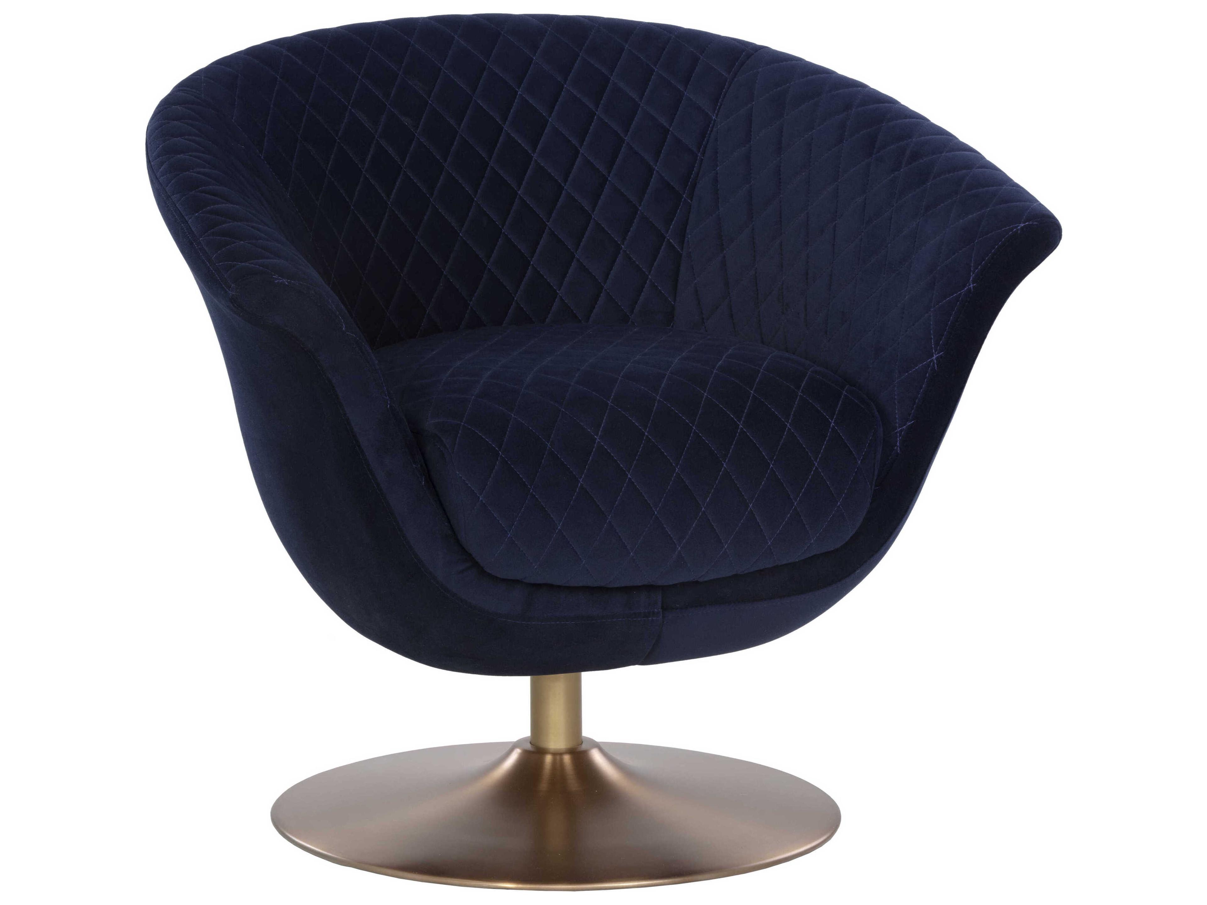 Ikon Carine Swivel Blue Fabric Accent Chair