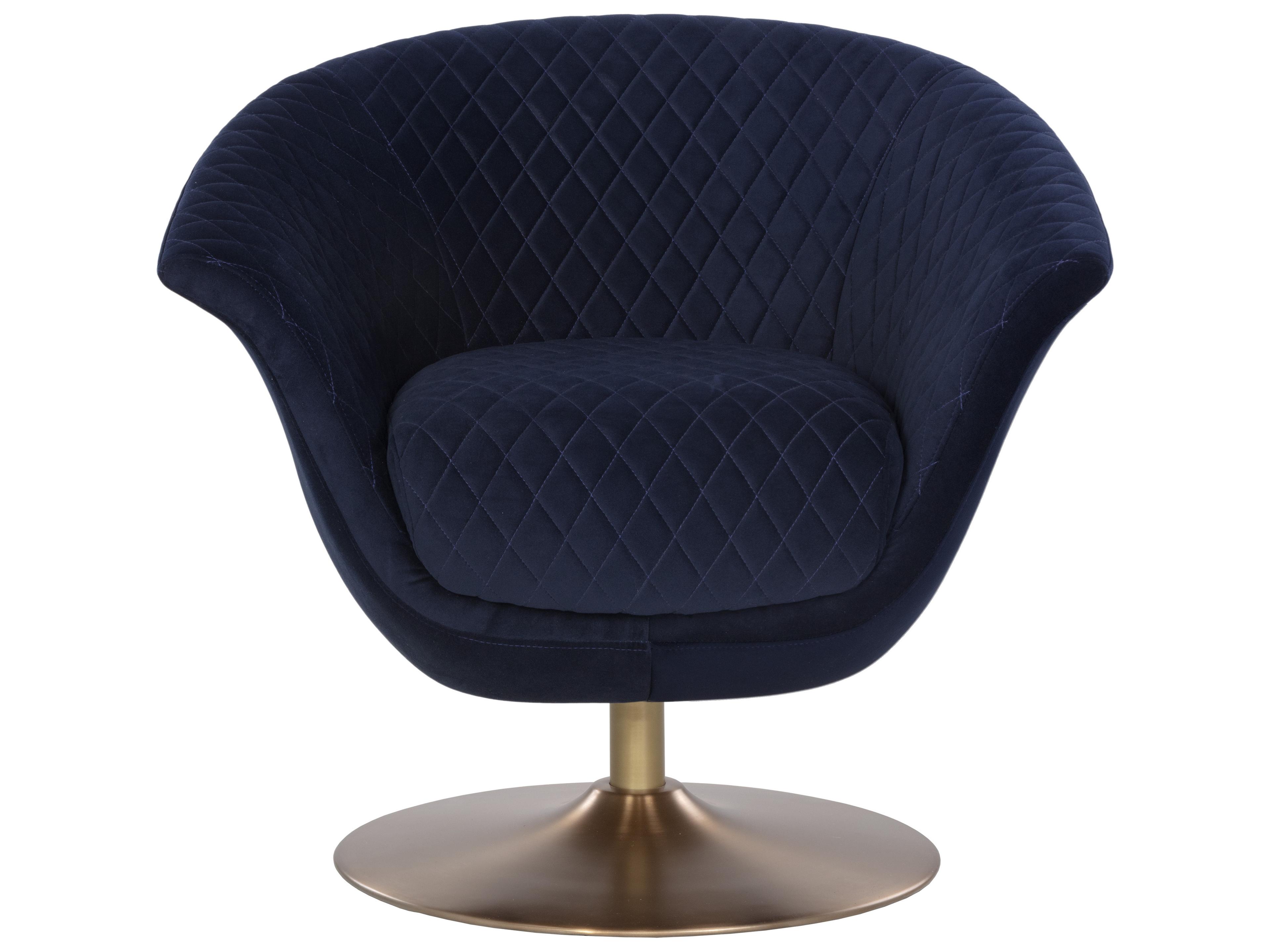 Sunpan Ikon Carine Swivel Blue Fabric Accent Chair