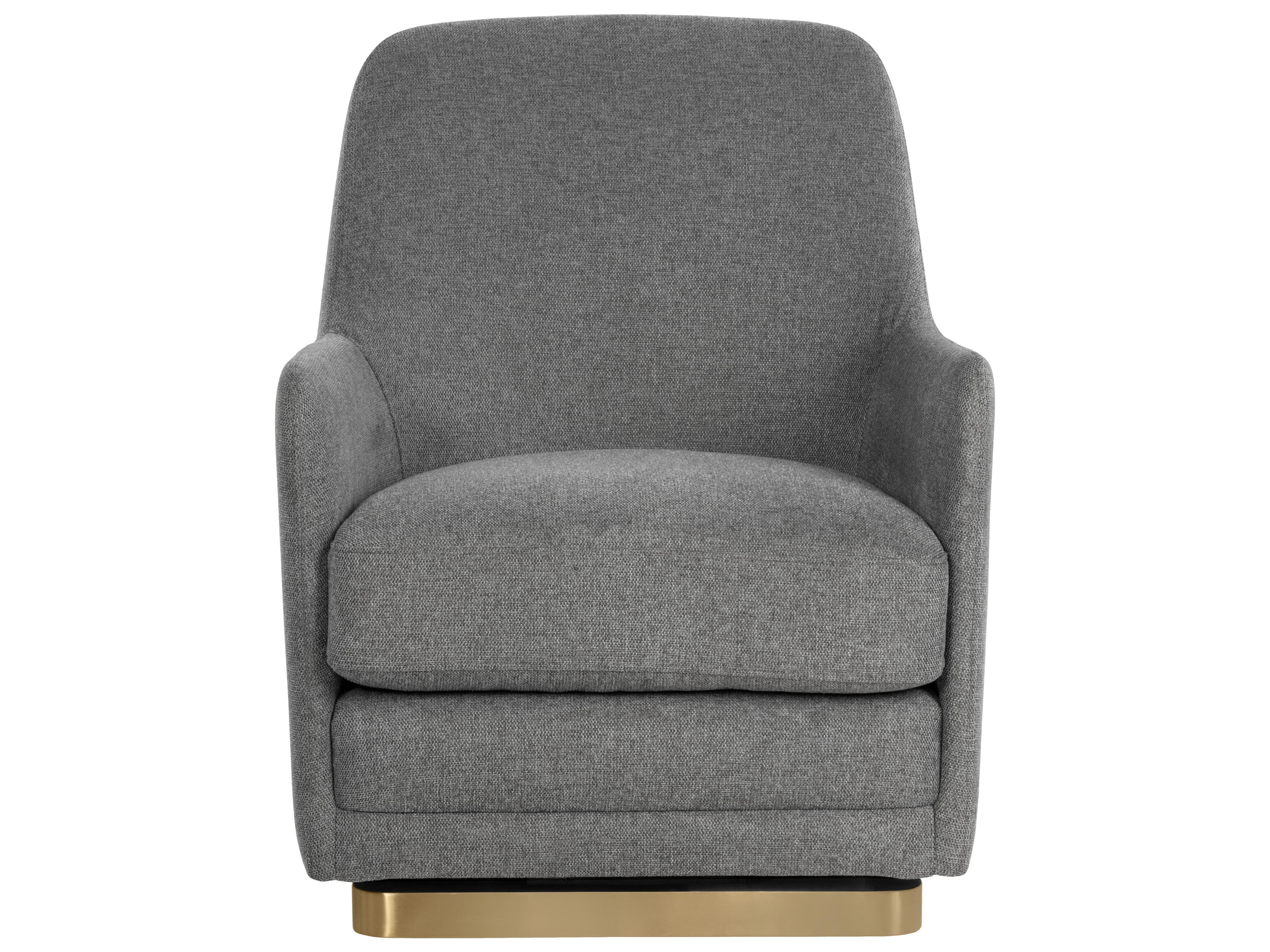 Sunpan Marcela Swivel Gray Fabric Accent Chair