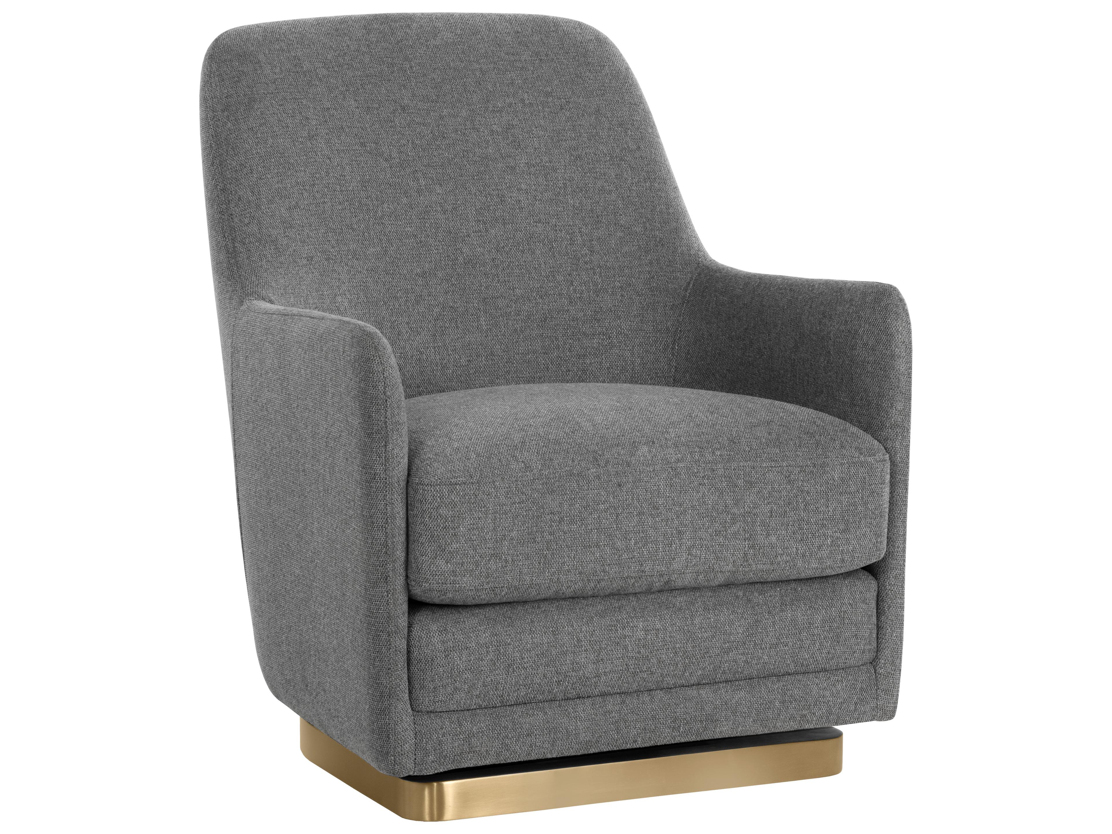 Marcela Swivel Gray Fabric Accent Chair
