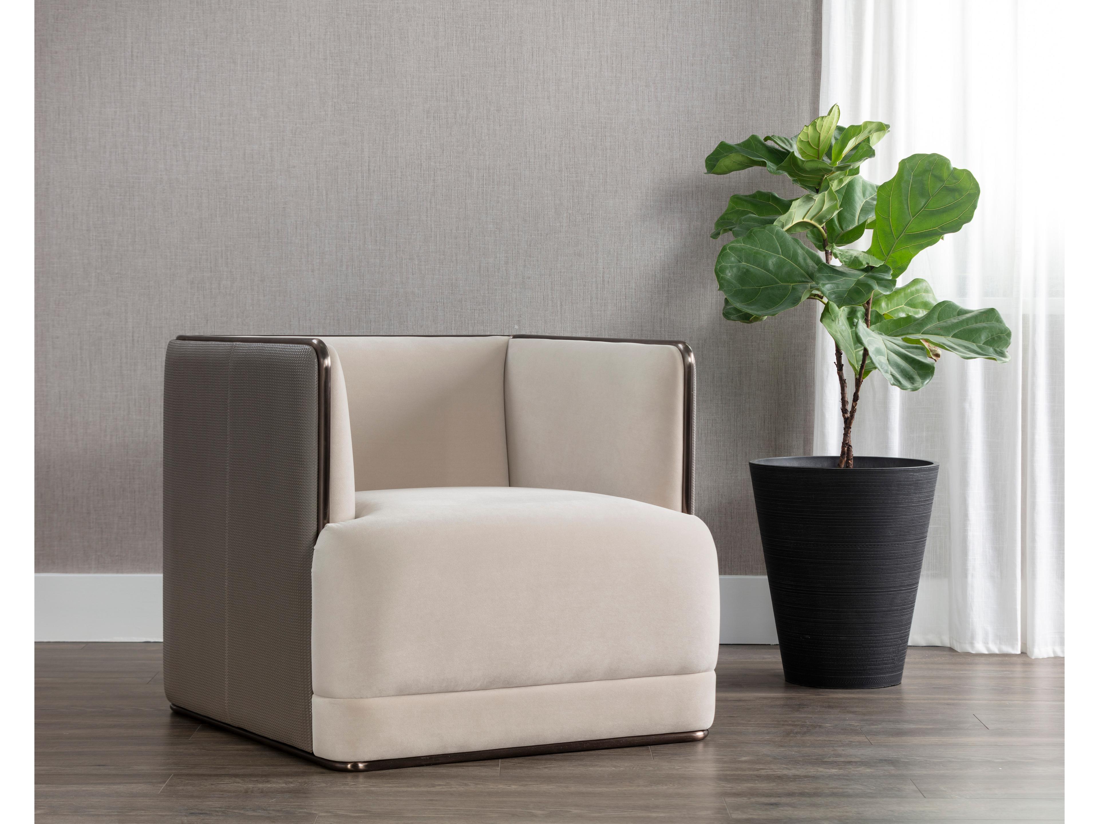 Sunpan Sierra White Fabric Accent Chair