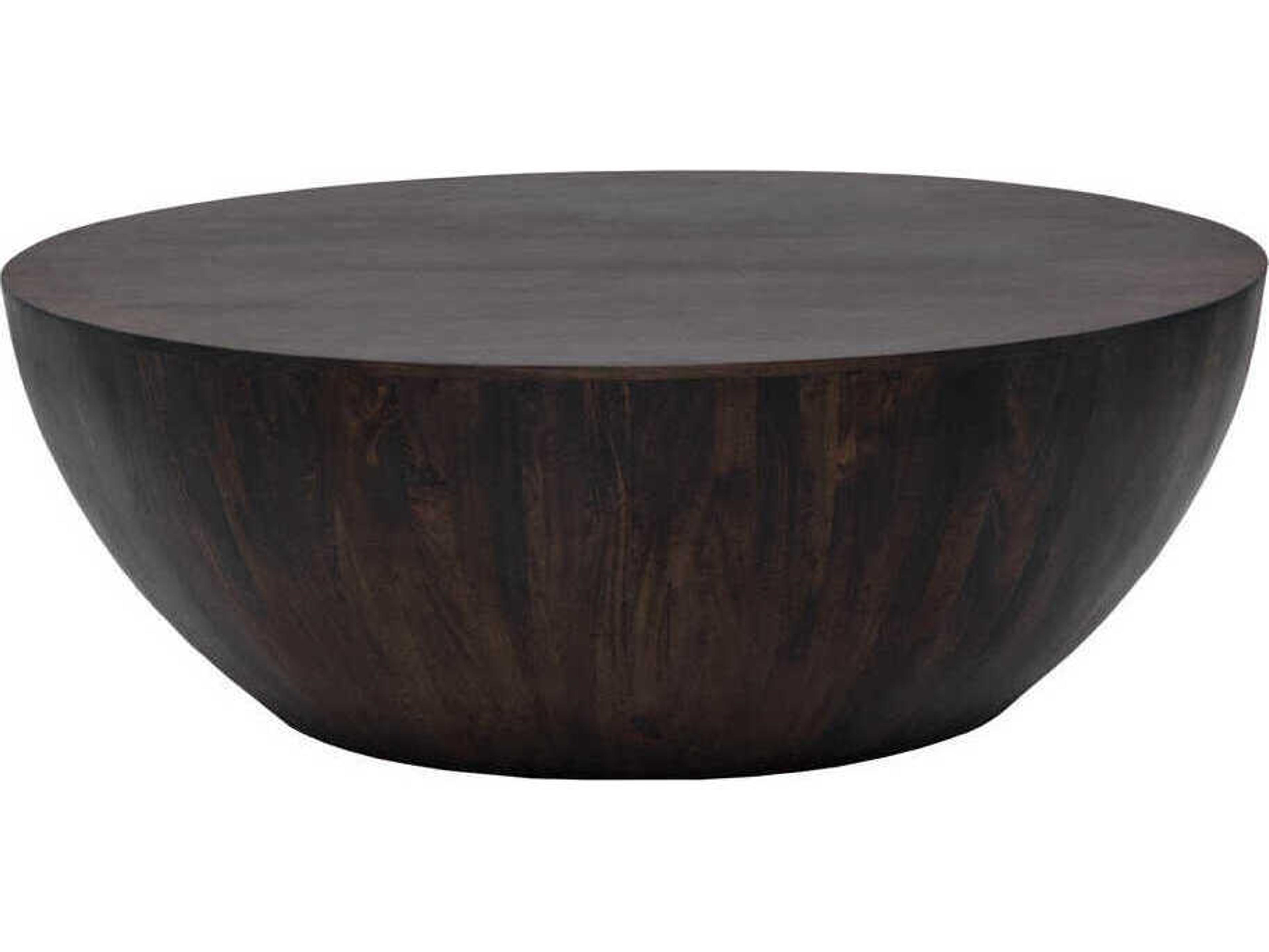 Sunpan Kinsley Round Wood Dark Brown Coffee Table
