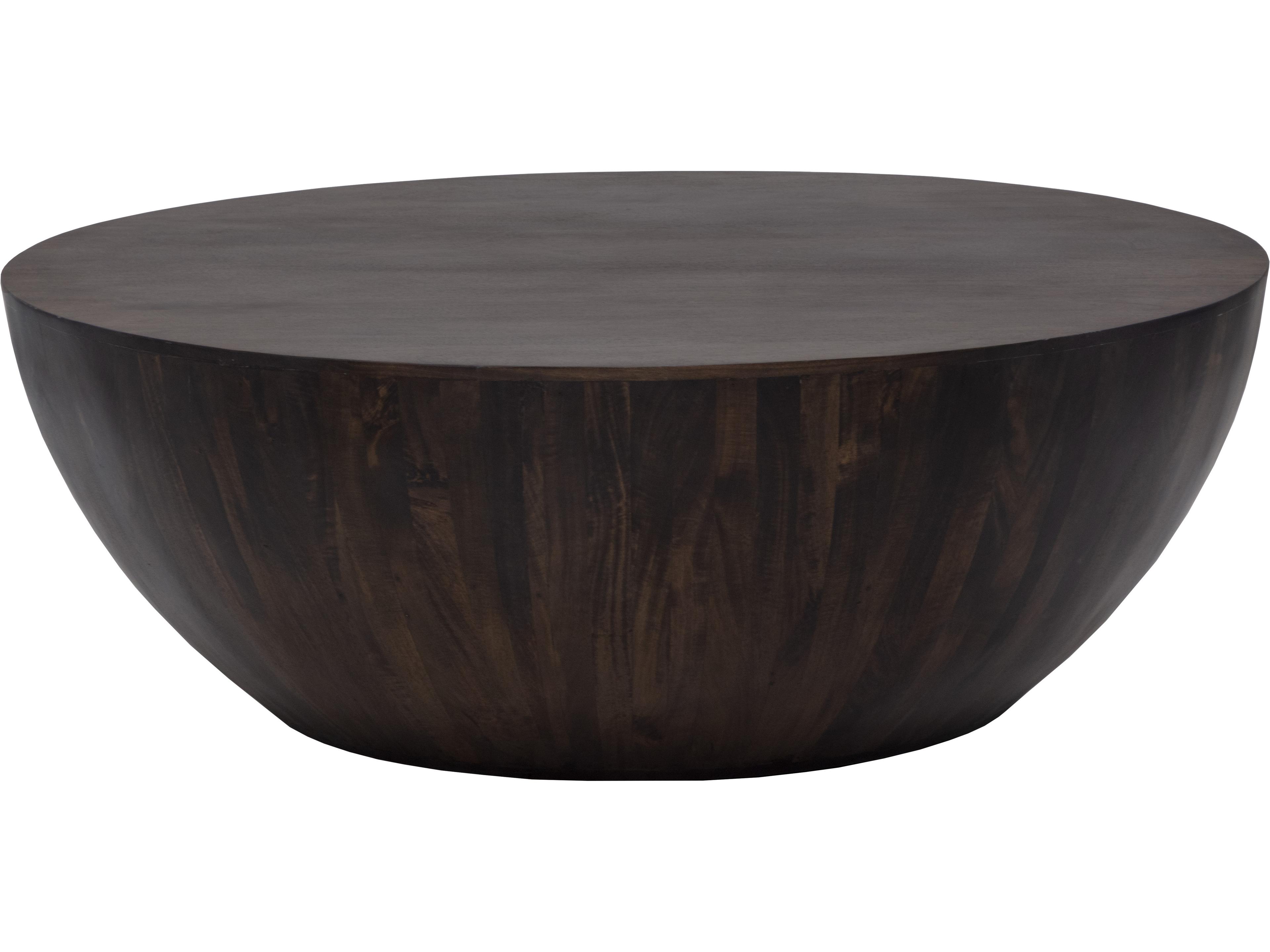Sunpan Kinsley Round Wood Dark Brown Coffee Table