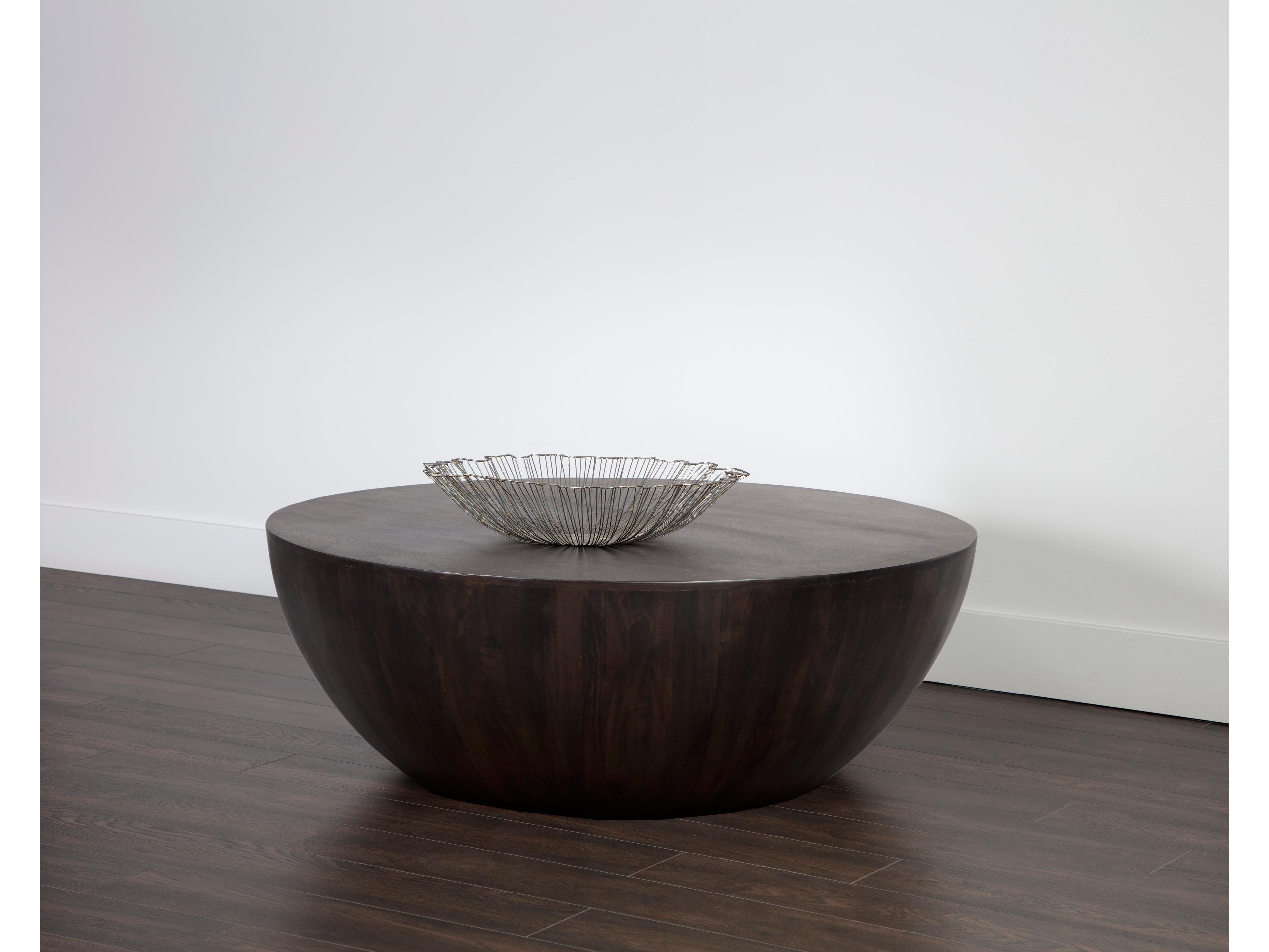 Sunpan Kinsley Round Wood Dark Brown Coffee Table