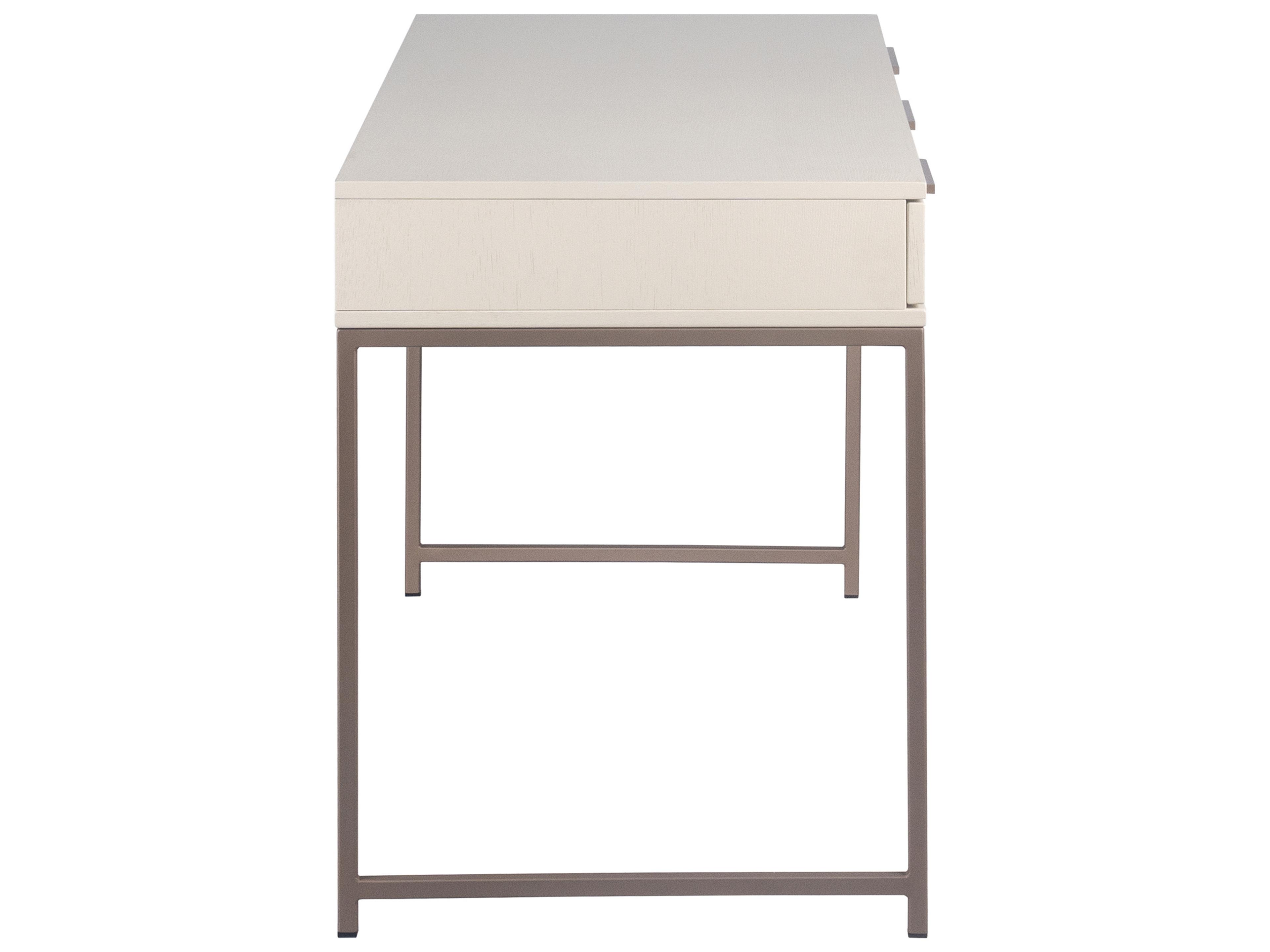Sunpan Rebel Champagne Gold Cream Beige Oak Wood Secretary Desk