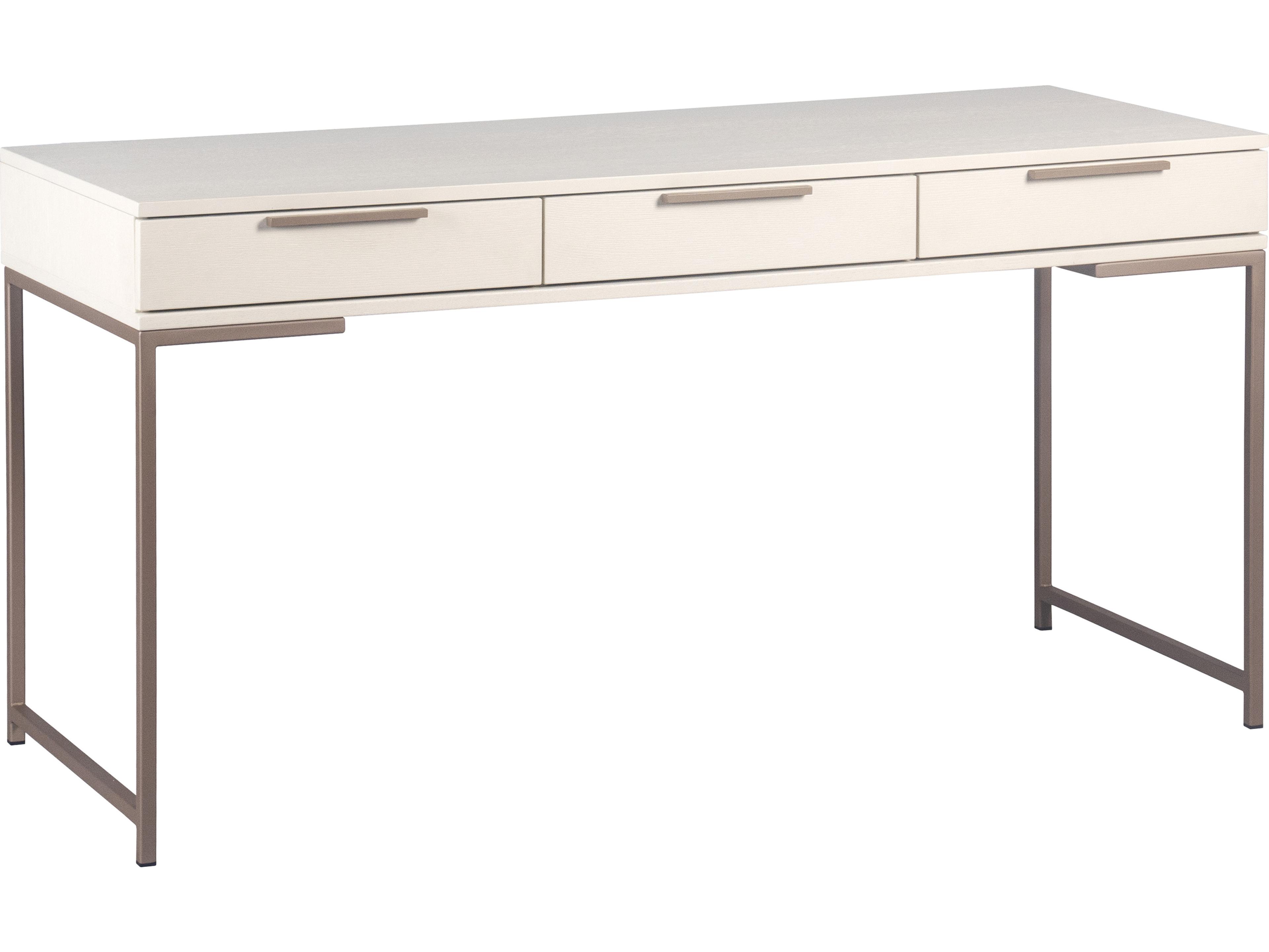Sunpan Rebel Champagne Gold Cream Beige Oak Wood Secretary Desk