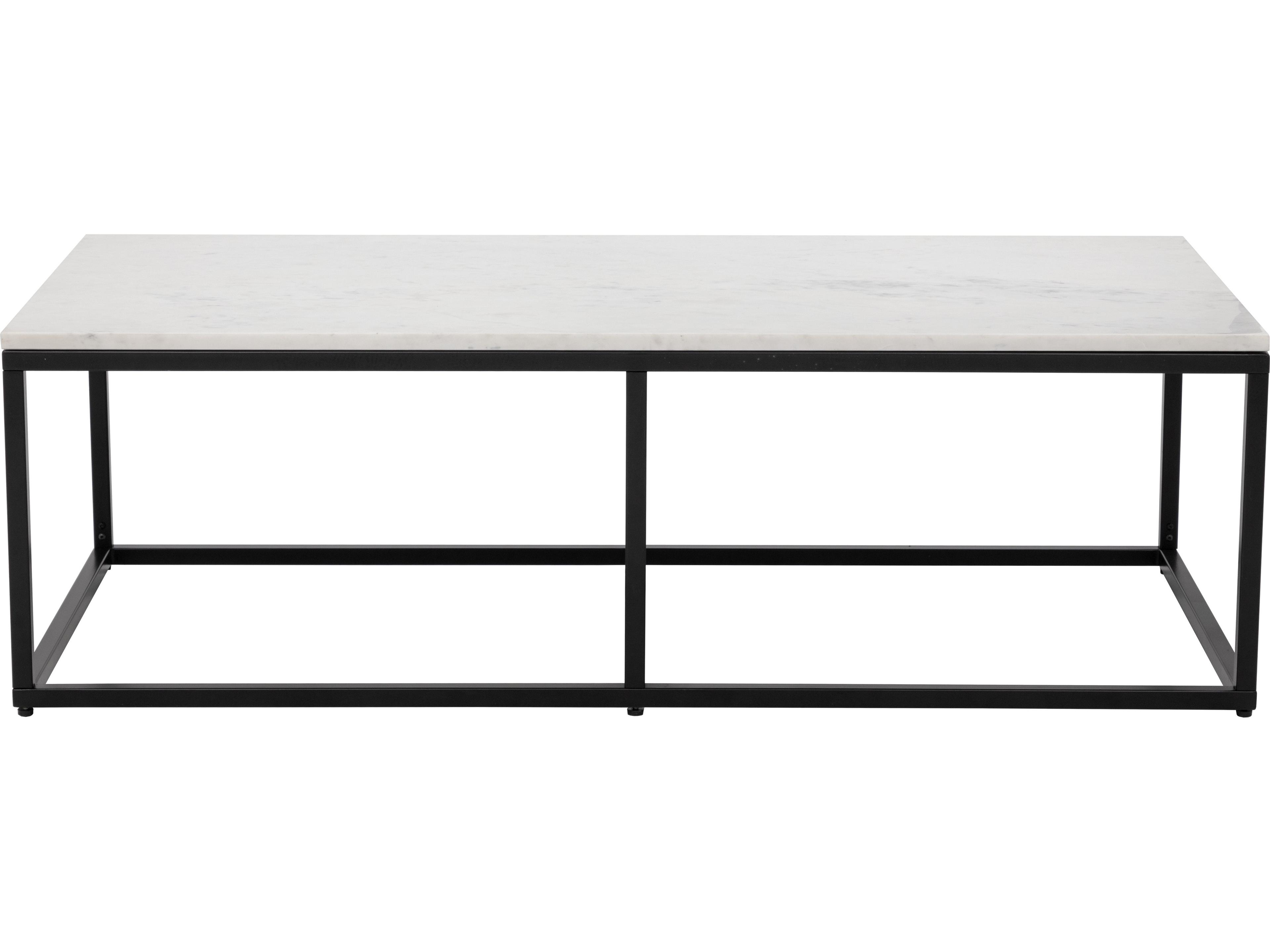 Ellery Rectangular Marble White Matte Black Coffee Table