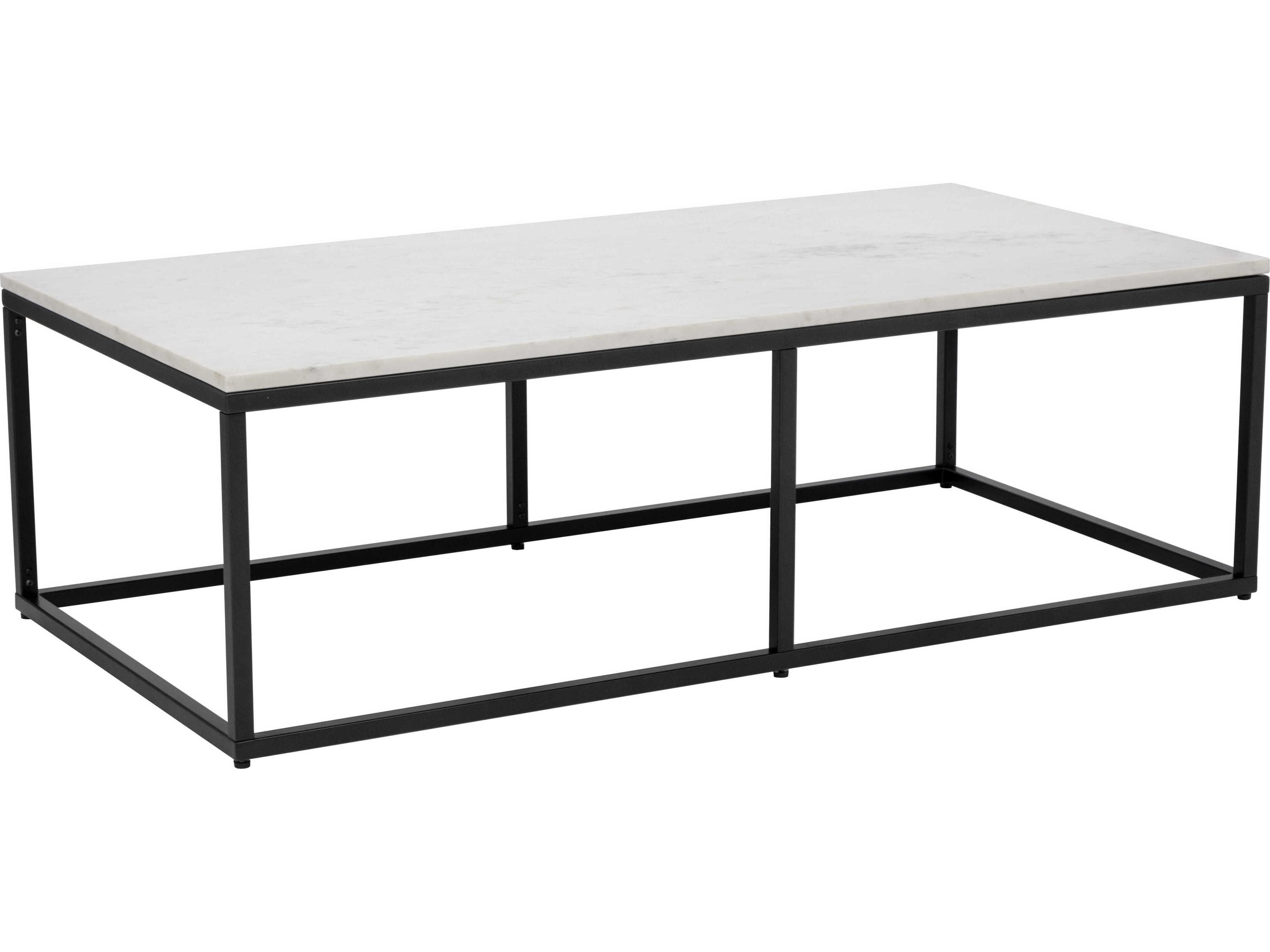 Sunpan Ellery Rectangular Marble White Matte Black Coffee Table