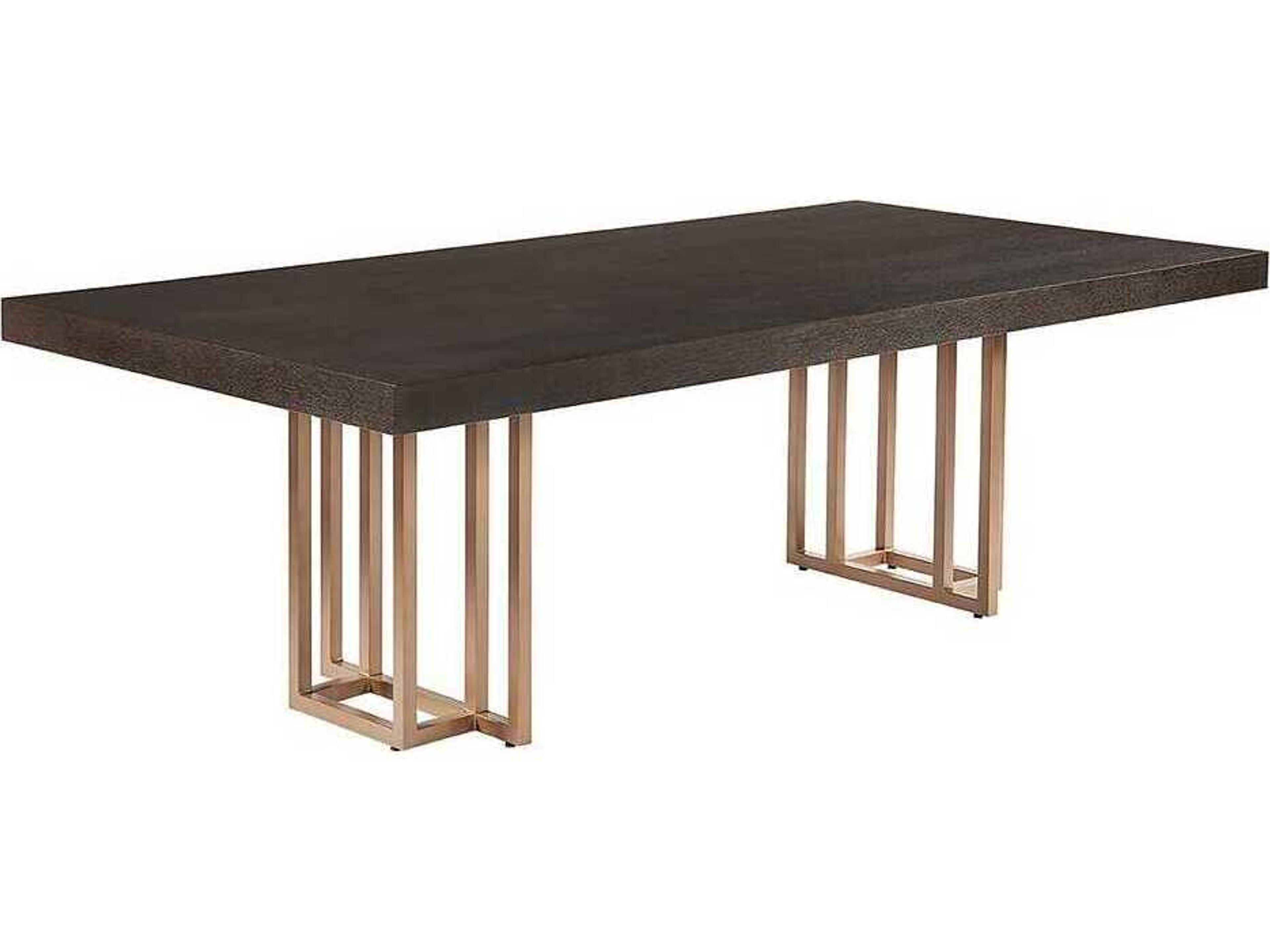 Baldessara Rectangular Wood Grey Rustic Bronze Dining Table