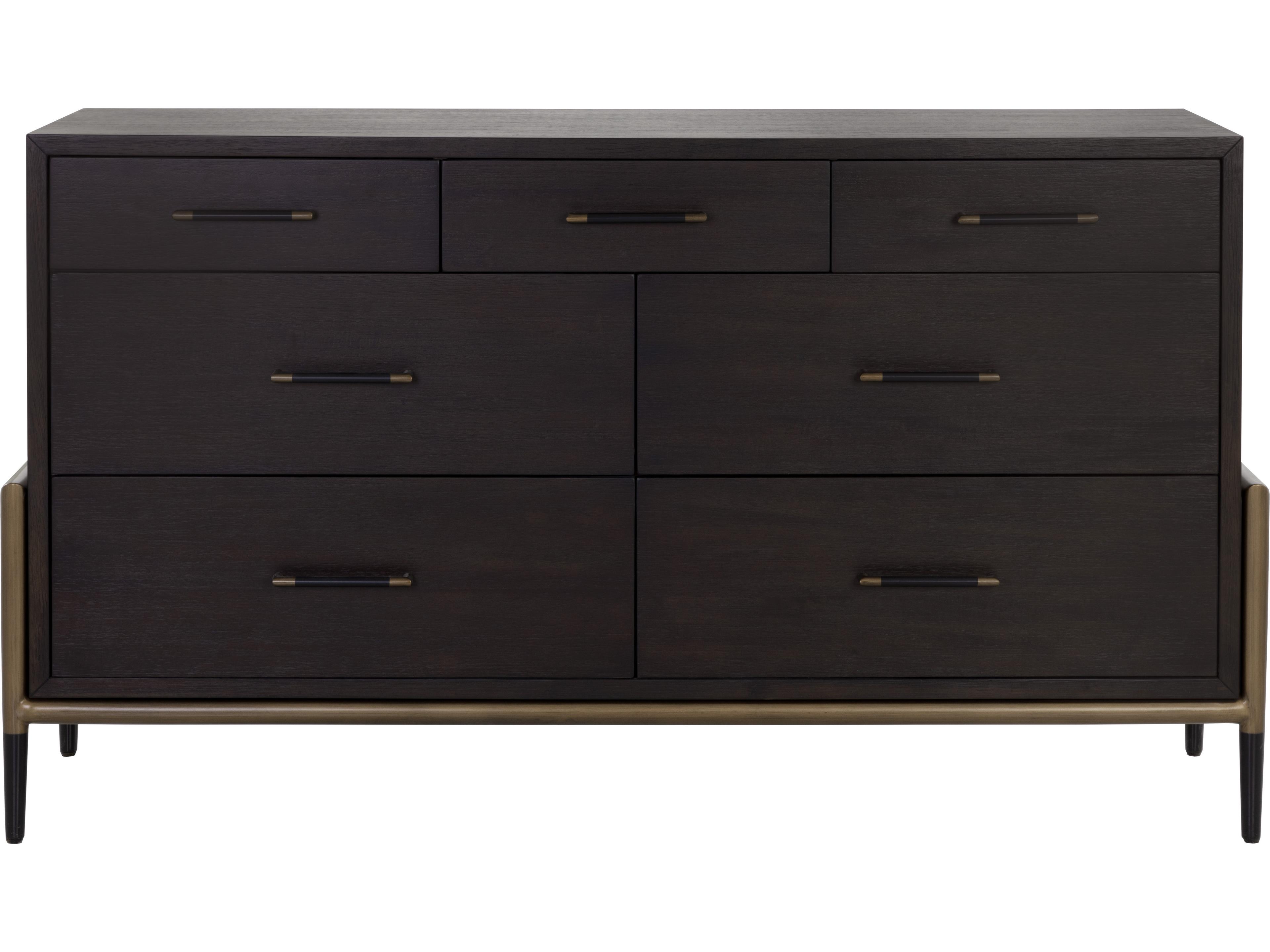 Sunpan Weldrick 7-Drawers Black Acacia Wood Double Dresser