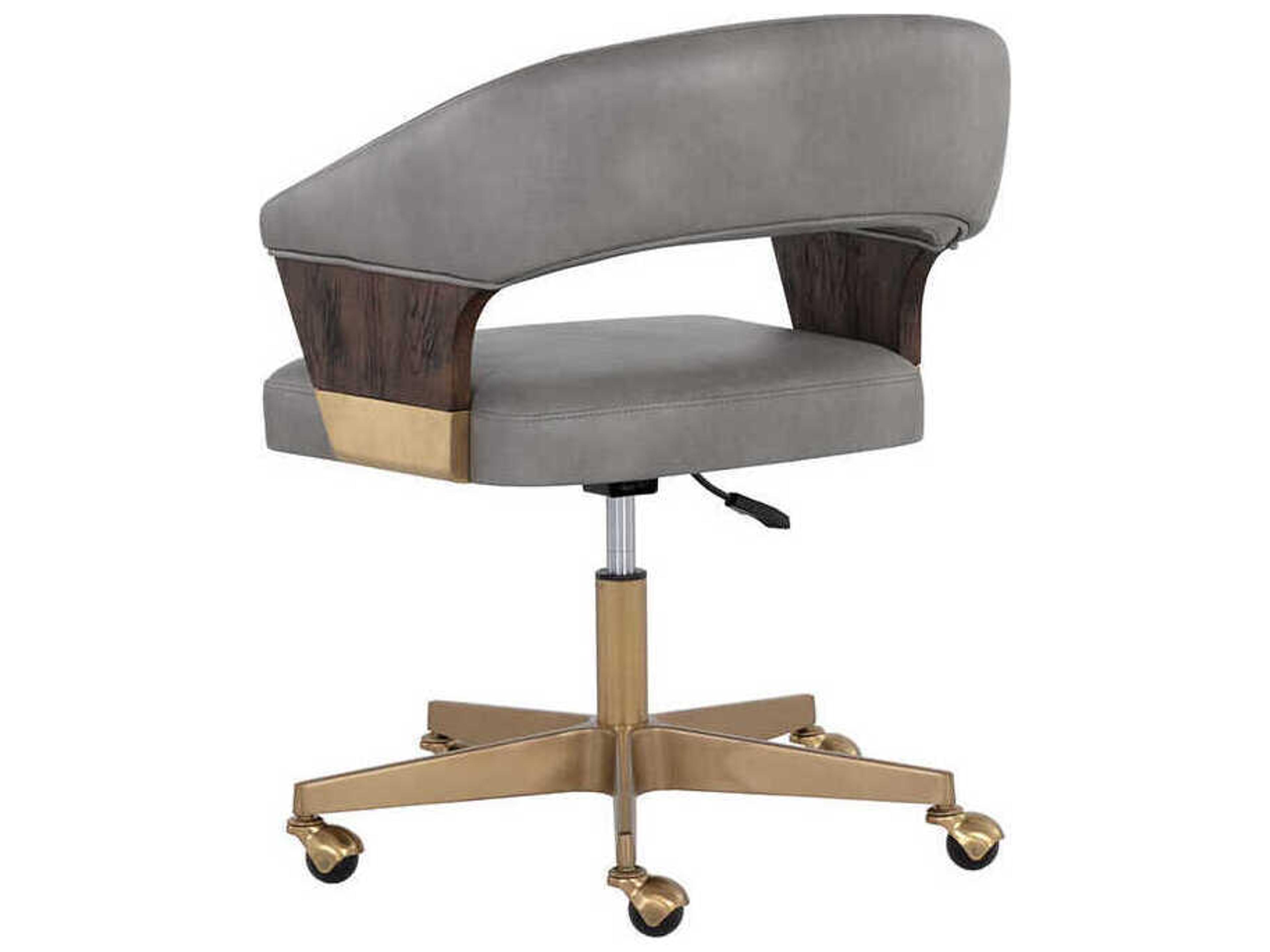 Sunpan Leonce Gray Faux Leather Adjustable Computer Chair