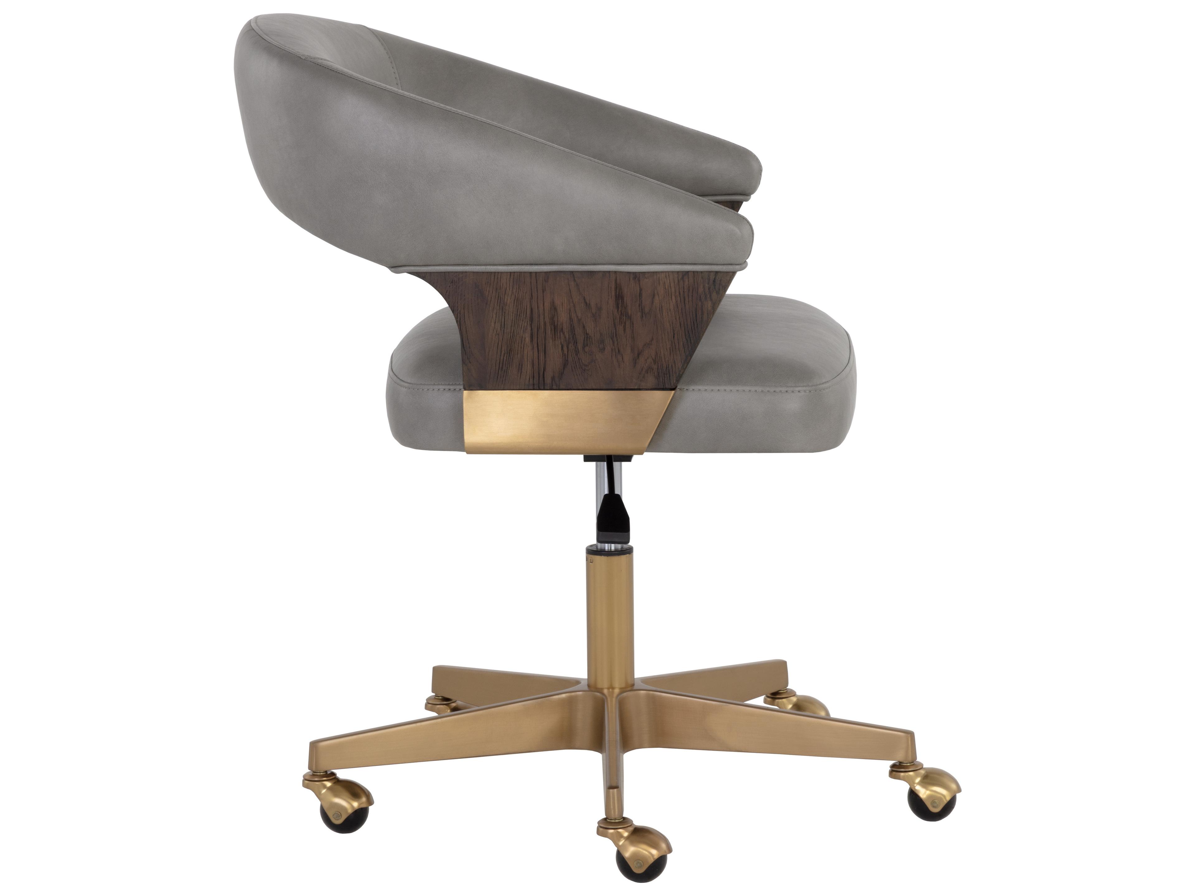 Sunpan Leonce Gray Faux Leather Adjustable Computer Chair