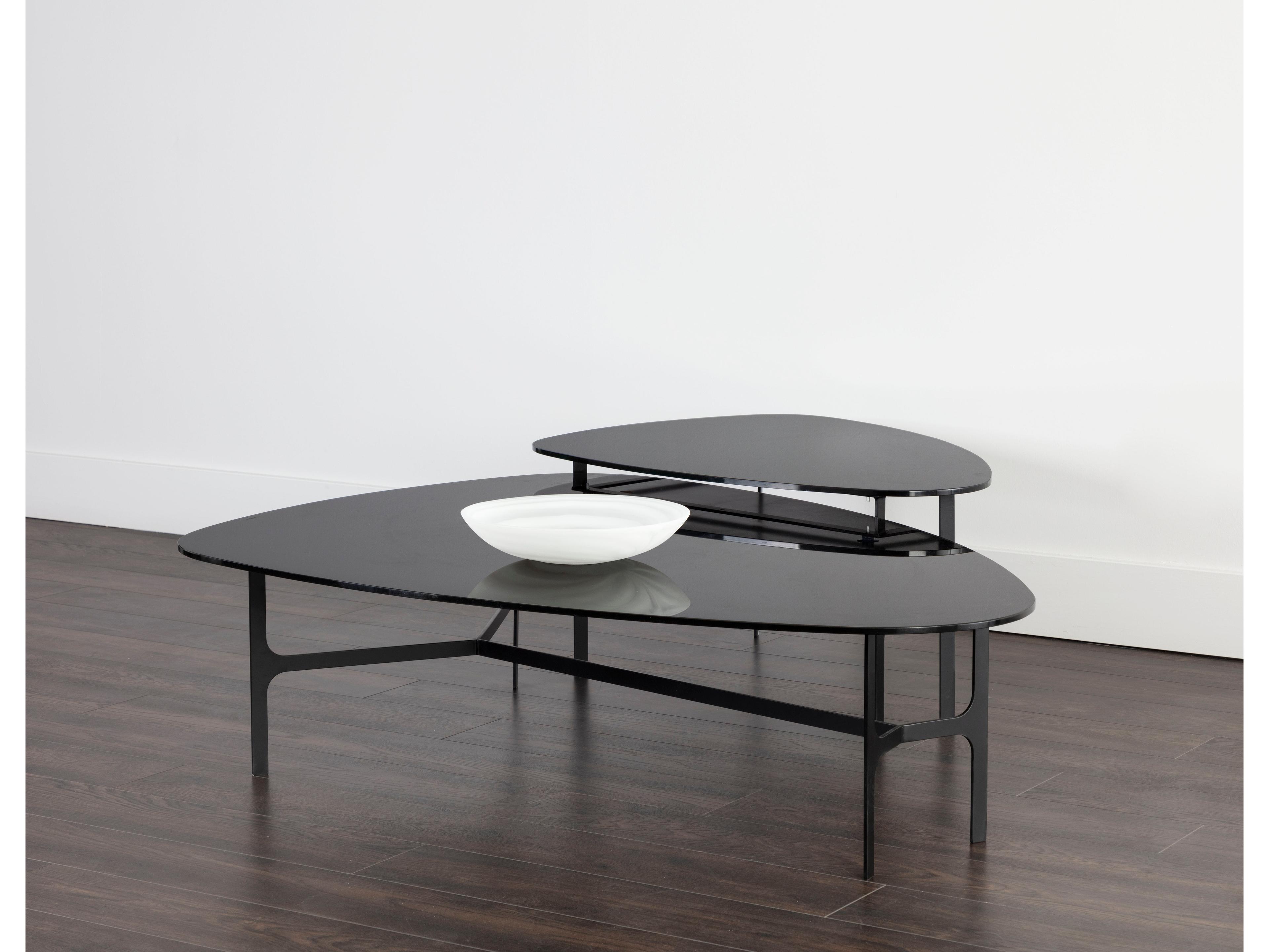 Sunpan Kiernan Glass Black Matte Coffee Table