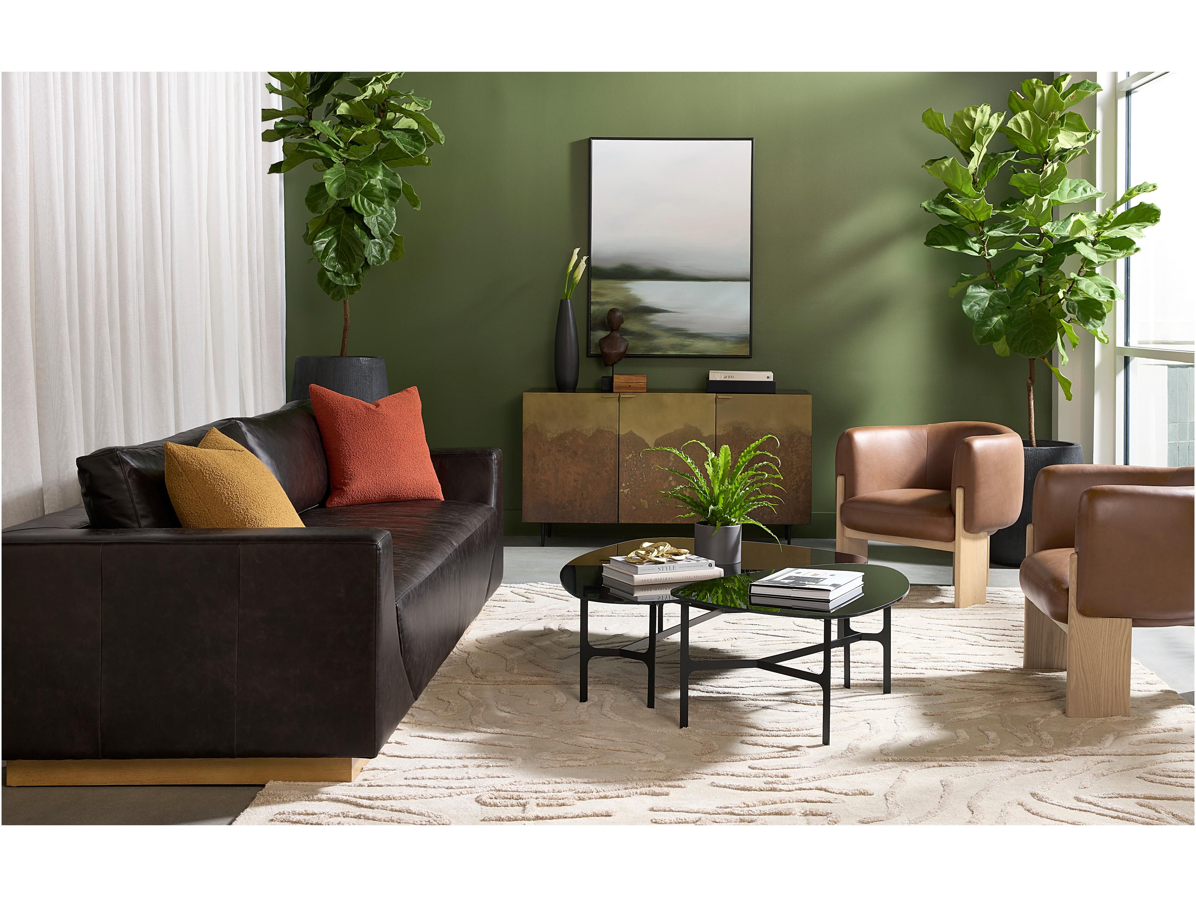 Sunpan Kiernan Glass Black Matte Coffee Table