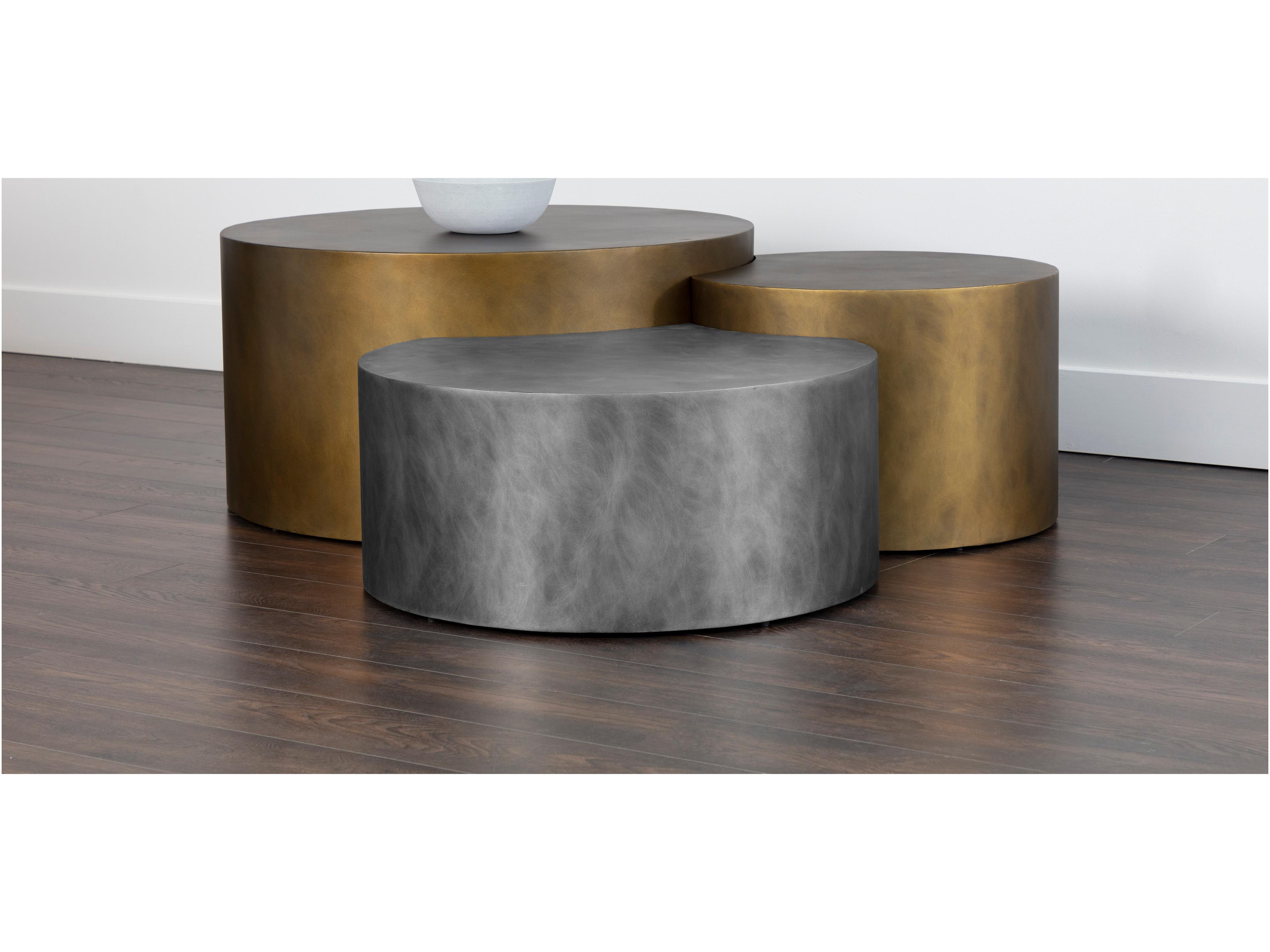 Sunpan Neo Round Metal Antique Brass Coffee Table