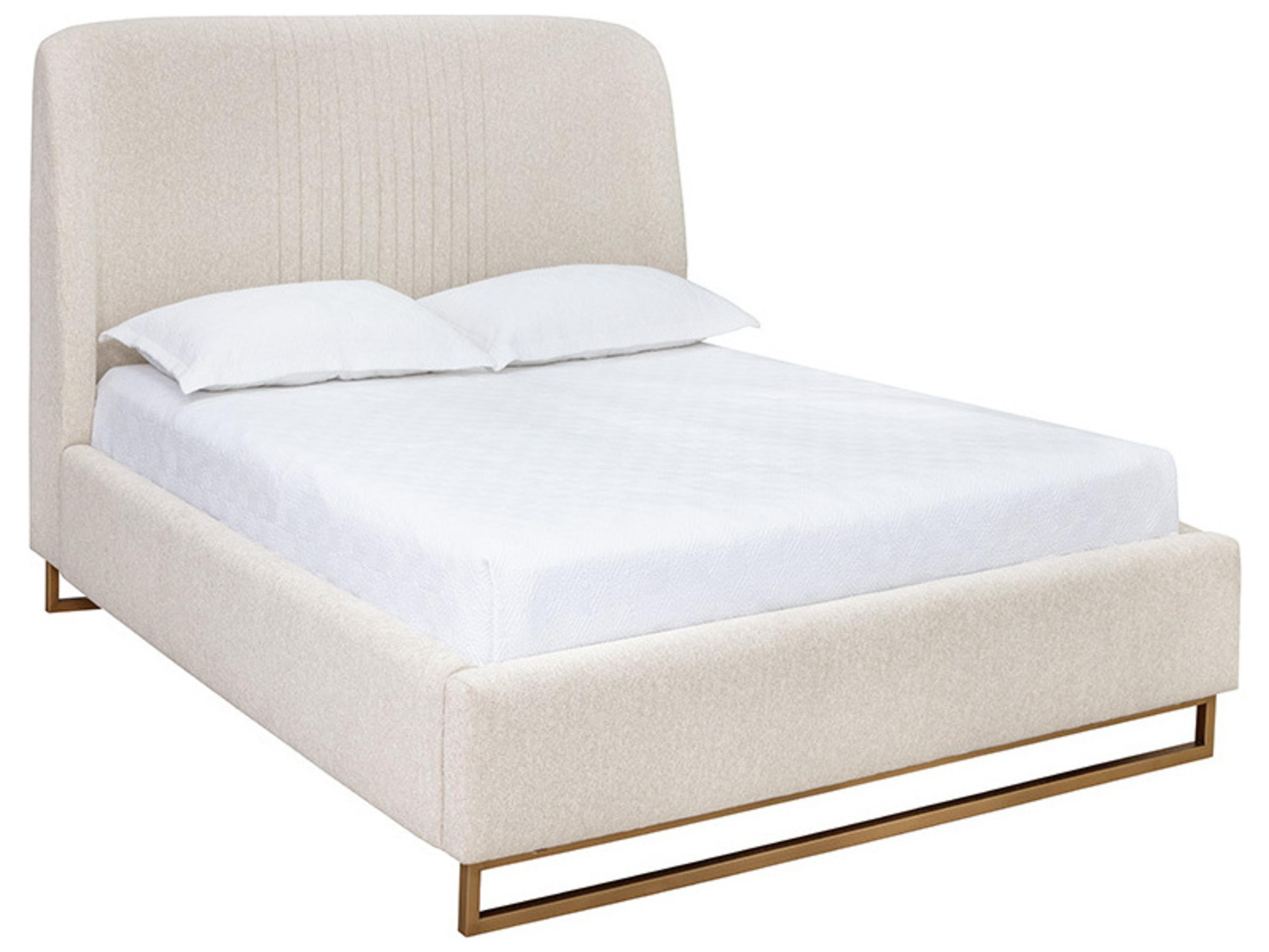 Nevin Dove Cream Beige Upholstered Queen Platform Bed