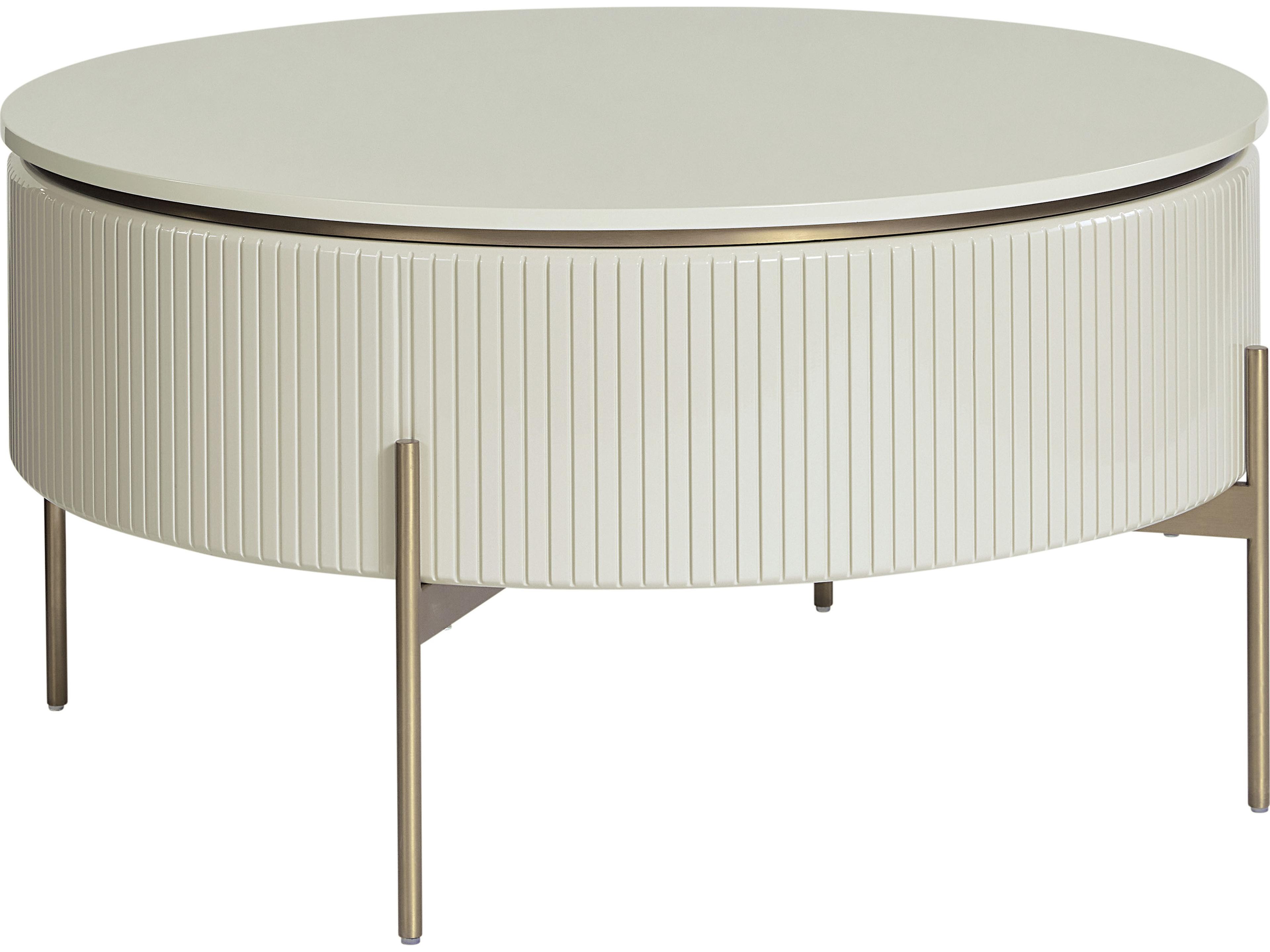 Paloma Round Wood High Gloss Cream Coffee Table