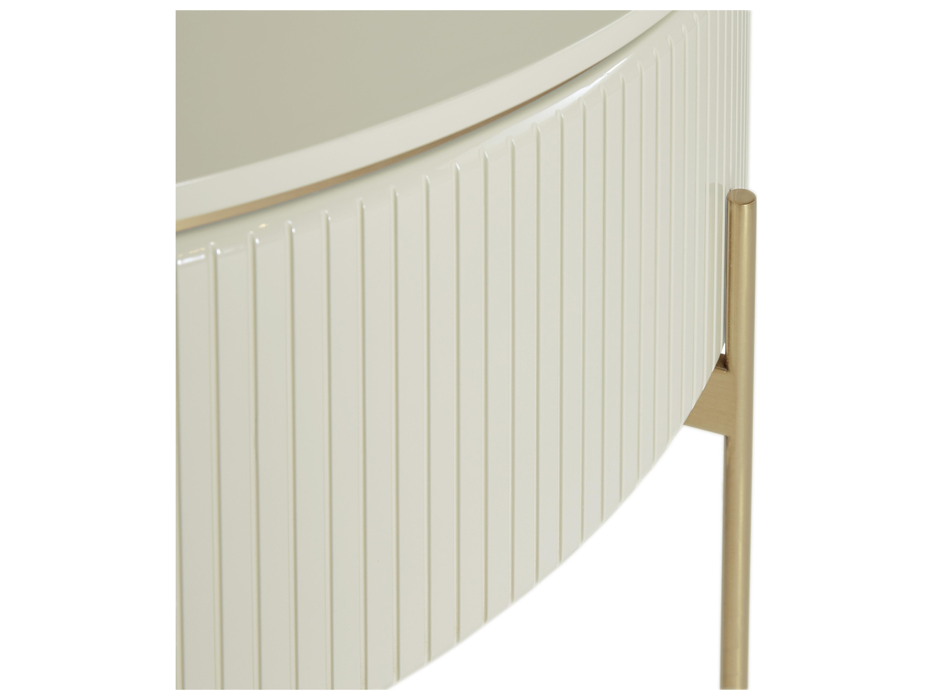 Sunpan Paloma Round Wood High Gloss Cream Coffee Table